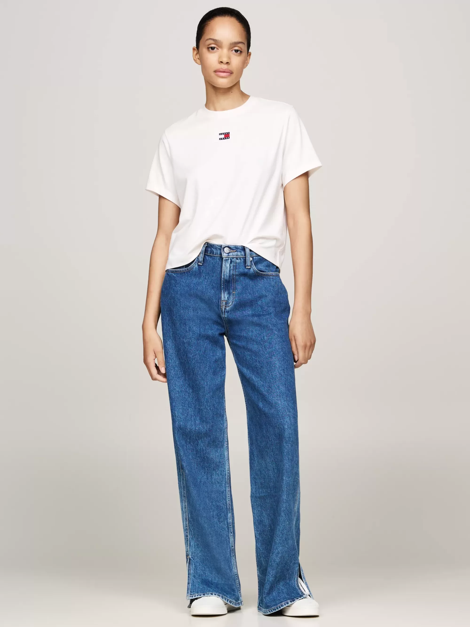 T-Shirts*Tommy Hilfiger Boxy Fit T-shirt Met Ronde Hals En Badge ANCIENT WHITE
