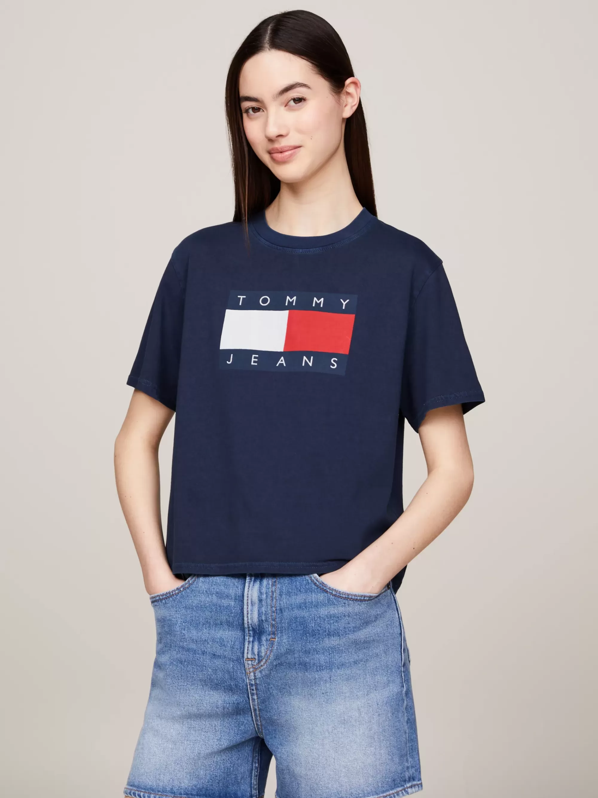 Curve Mode & Inclusieve Maten | T-Shirts*Tommy Hilfiger Boxy Fit T-shirt Met Vlagbadge DARK NIGHT NAVY