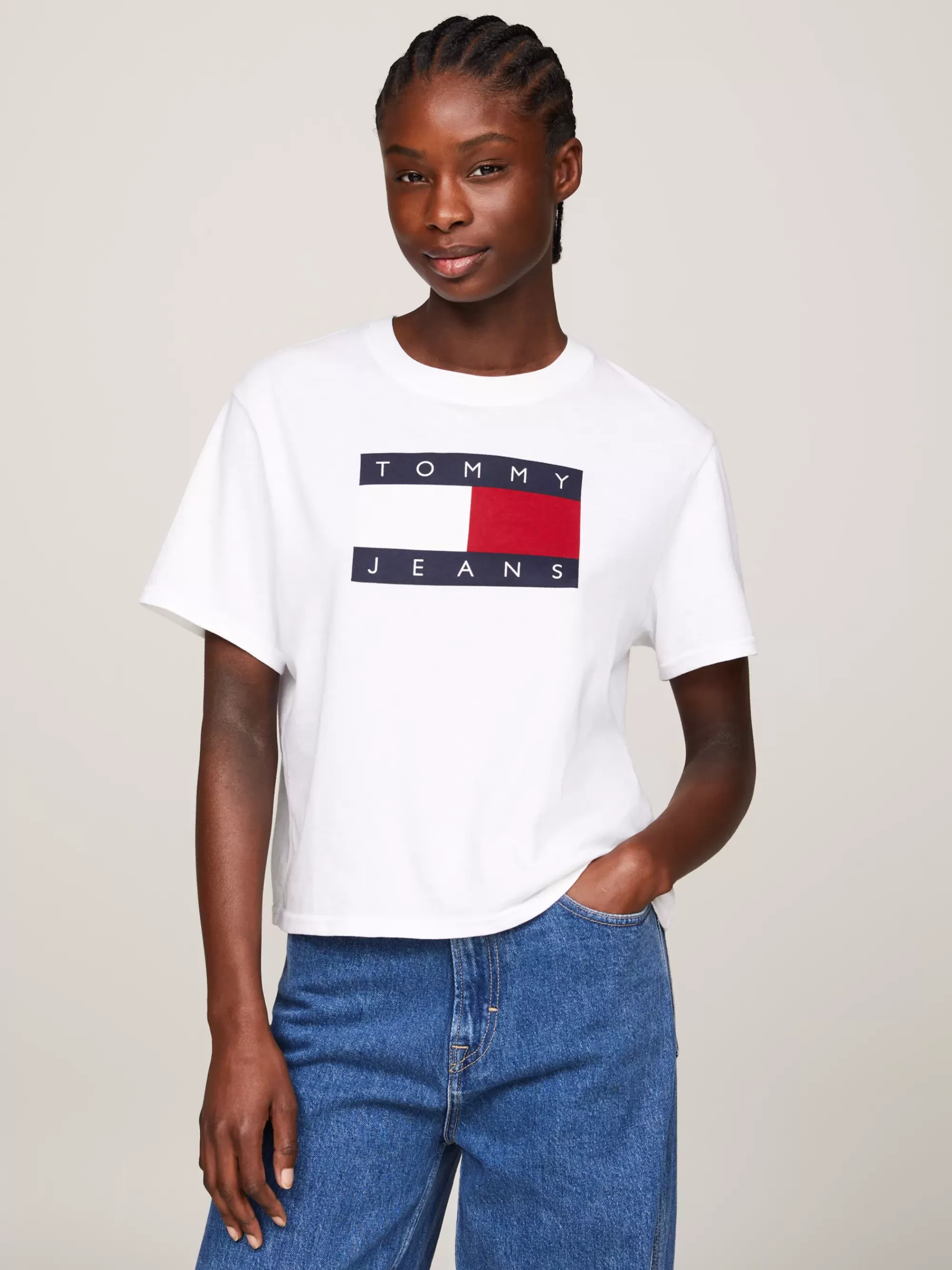 Curve Mode & Inclusieve Maten | T-Shirts*Tommy Hilfiger Boxy Fit T-shirt Met Vlagbadge ANCIENT WHITE