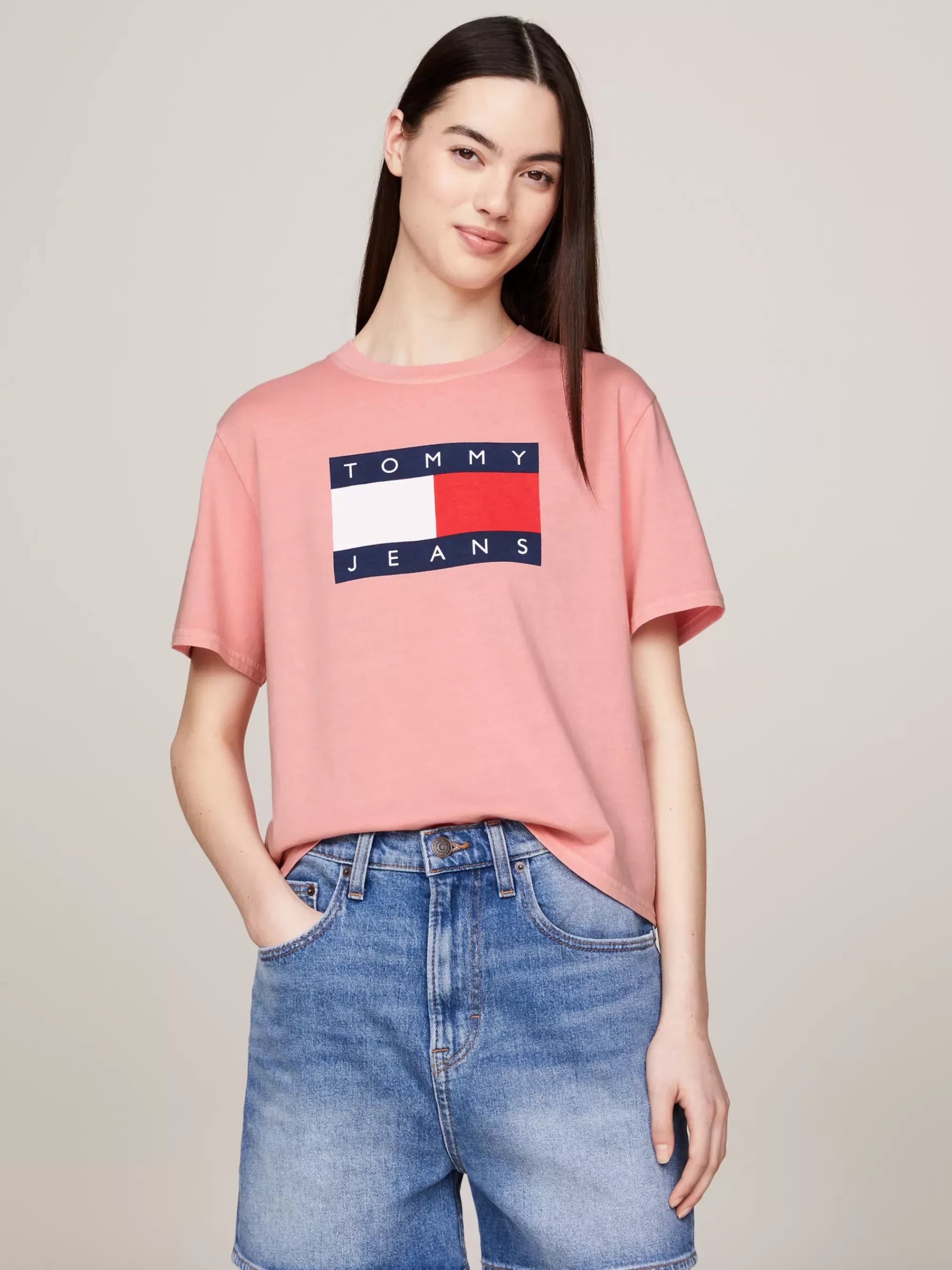 Curve Mode & Inclusieve Maten | T-Shirts*Tommy Hilfiger Boxy Fit T-shirt Met Vlagbadge BALLET PINK