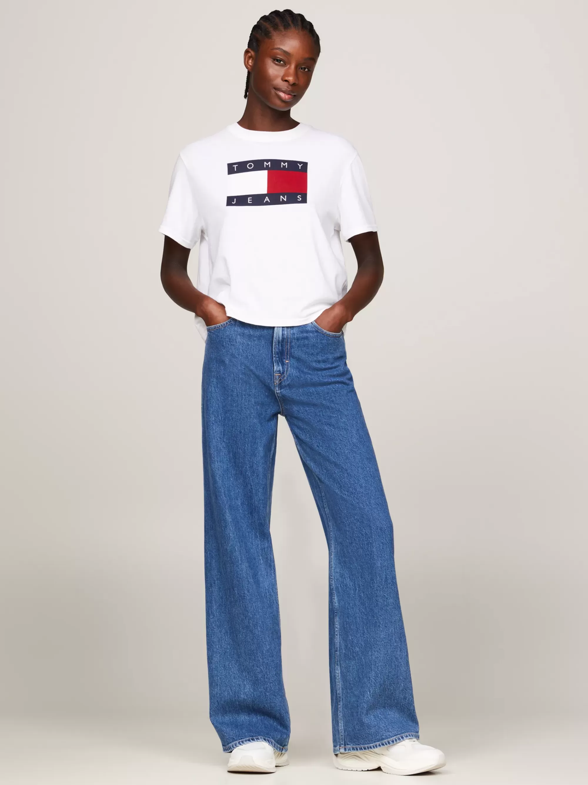 Curve Mode & Inclusieve Maten | T-Shirts*Tommy Hilfiger Boxy Fit T-shirt Met Vlagbadge ANCIENT WHITE