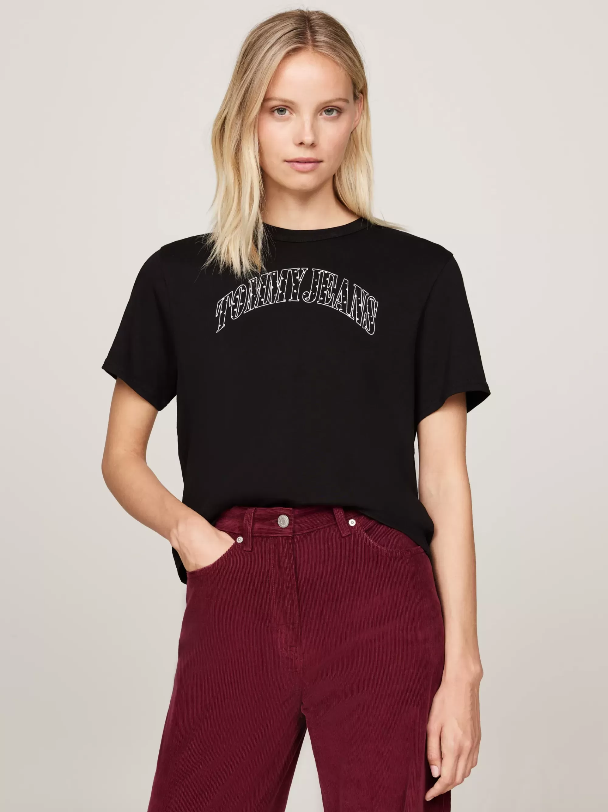 T-Shirts*Tommy Hilfiger Boxy T-shirt Met Logo-appliqué BLACK