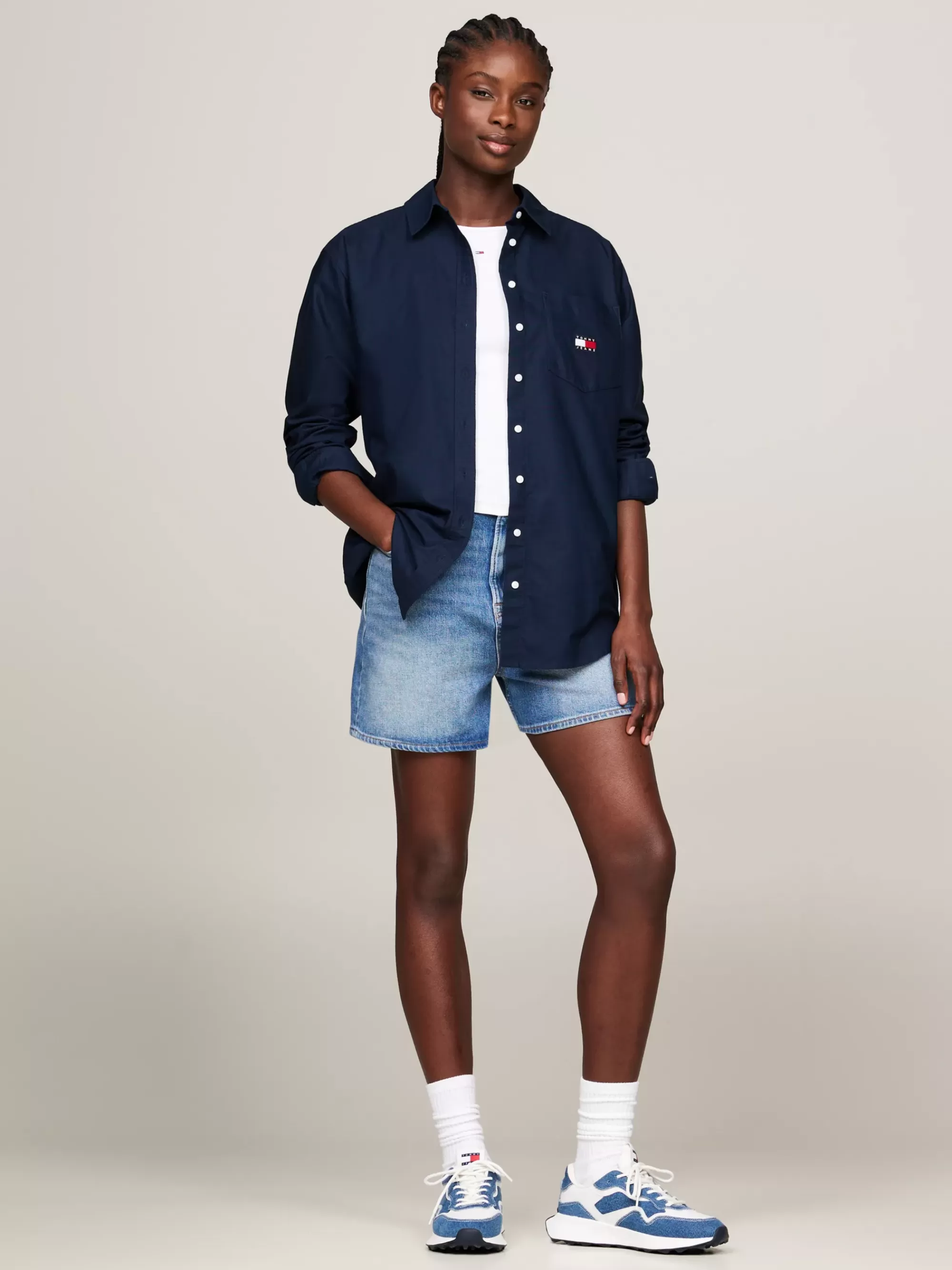 Blouses & Overhemden*Tommy Hilfiger Boyfriend Fit Overhemd Met Badge DARK NIGHT NAVY
