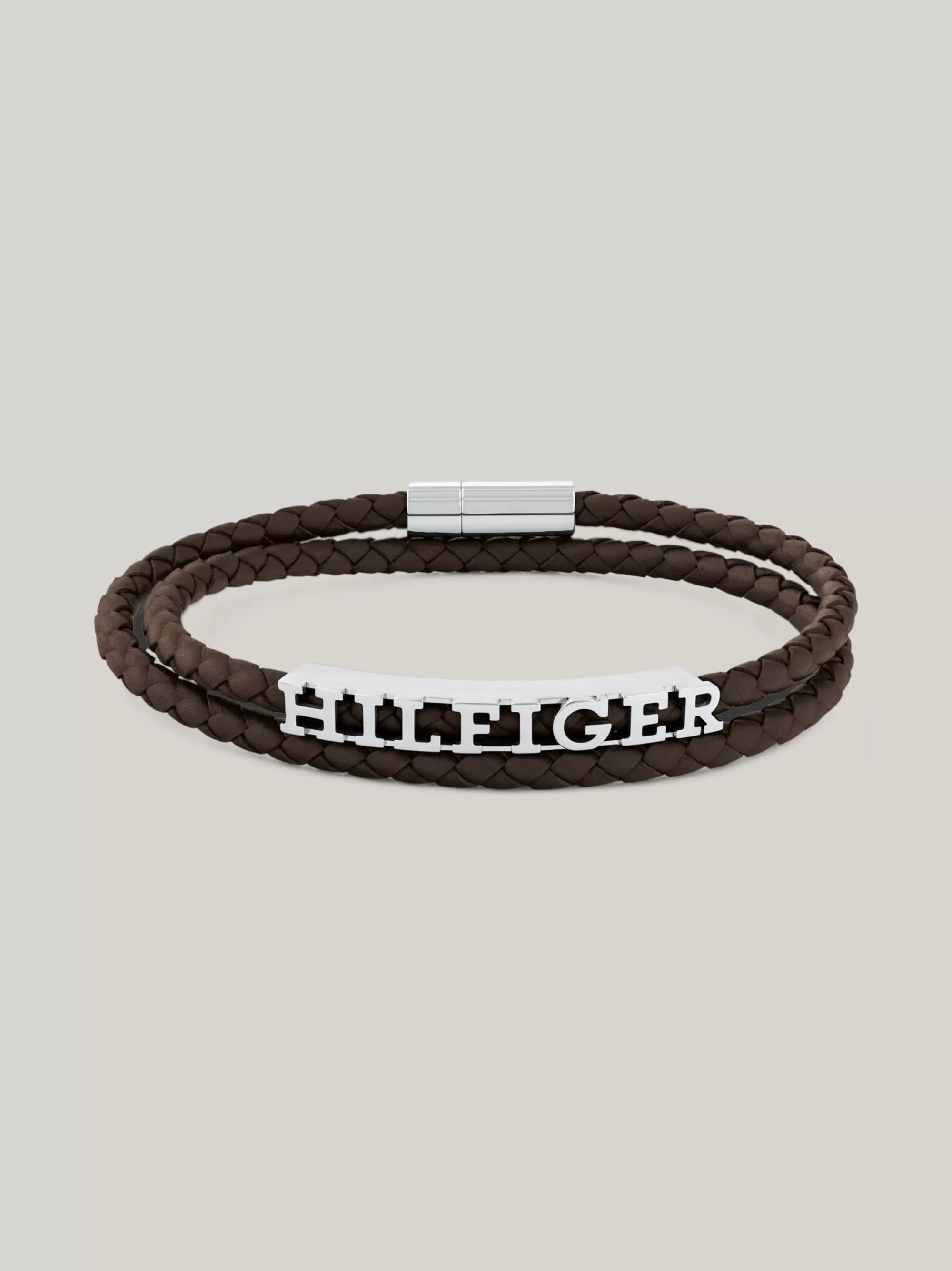 Sieraden & Manchetknopen*Tommy Hilfiger Bruine Armband Van Gevlochten Leer BROWN