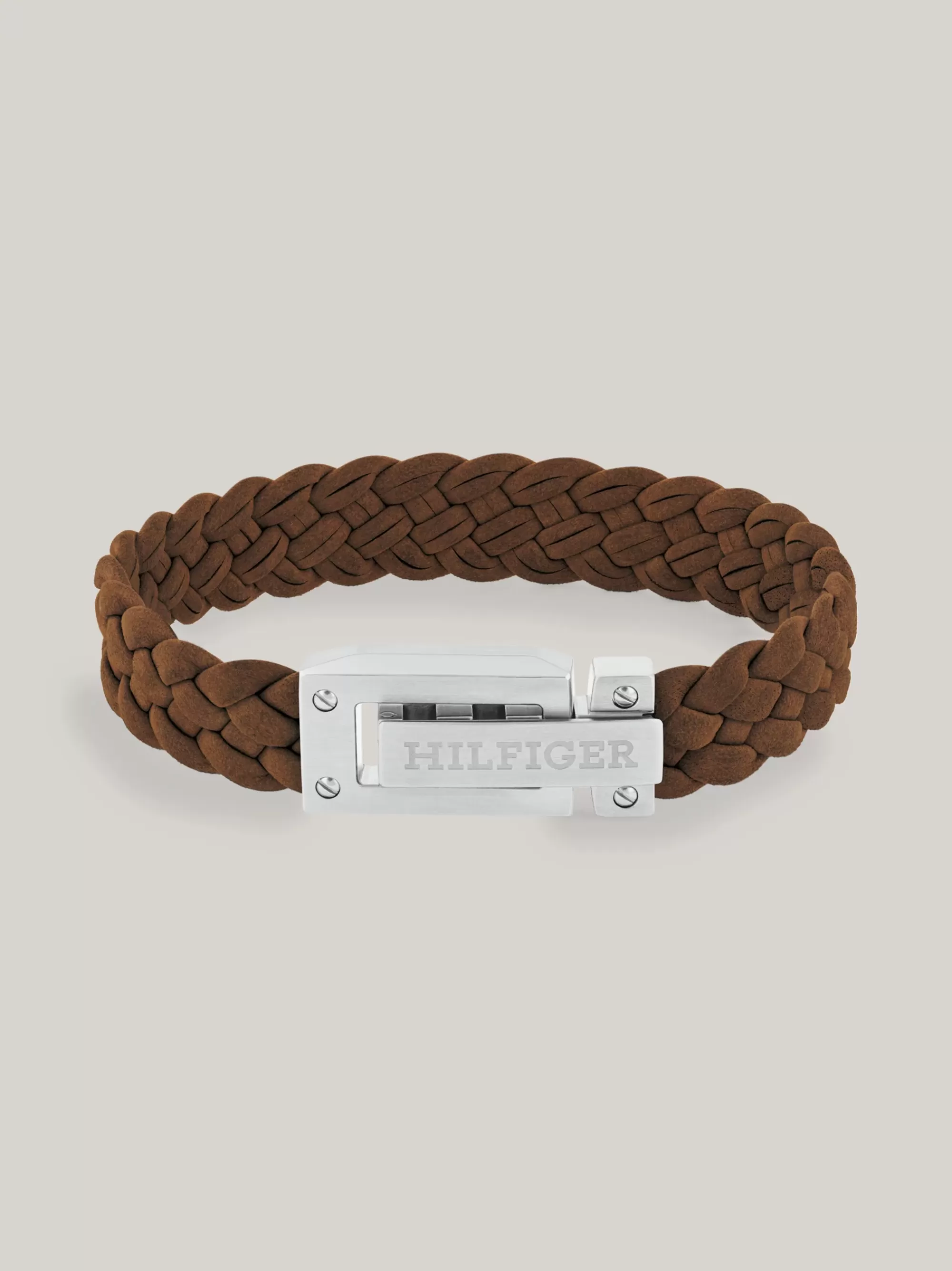 Sieraden & Manchetknopen*Tommy Hilfiger Bruine Suède Gevlochten Armband Met Logo BROWN