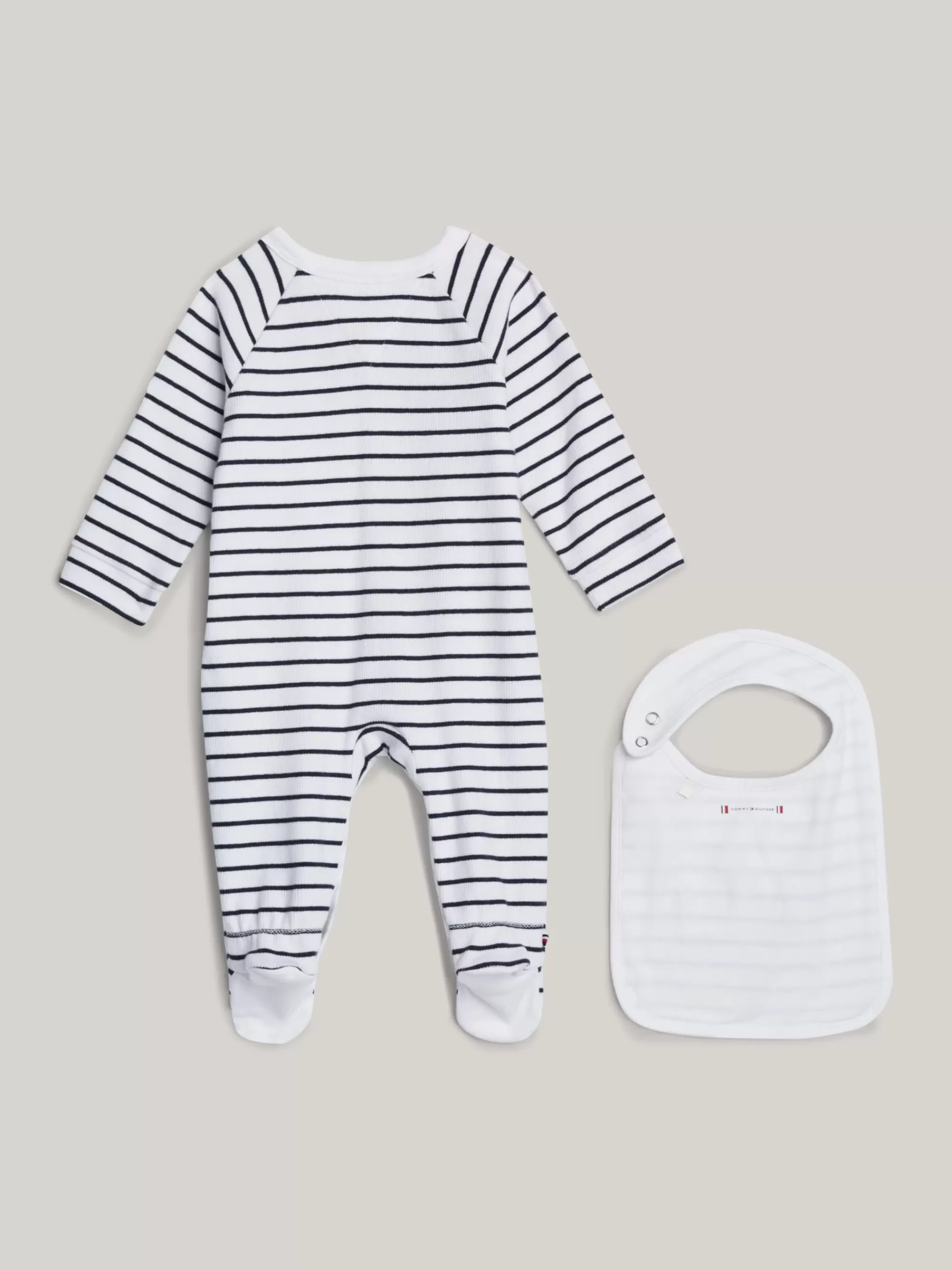 Meisjes | Jongens*Tommy Hilfiger Cadeaubox Met Ribgebreide Coverall En Slabbetje ANCIENT WHITE DESERT SKY STRIPE