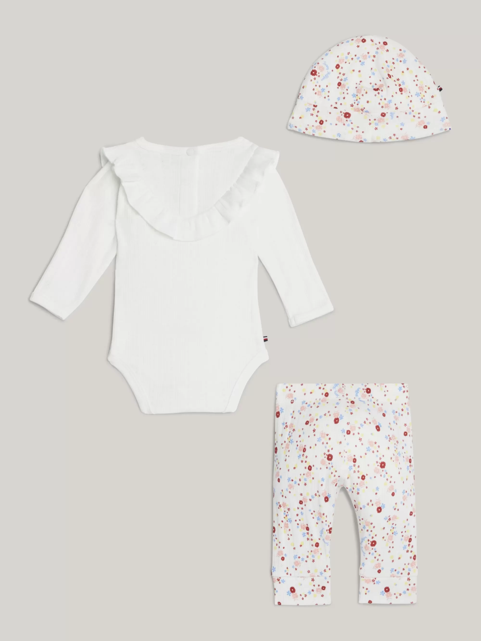 Meisjes | Jongens*Tommy Hilfiger Cadeaubox Met Romper, Beanie En Jogger ANCIENT WHITE FLOWER ALLOVER