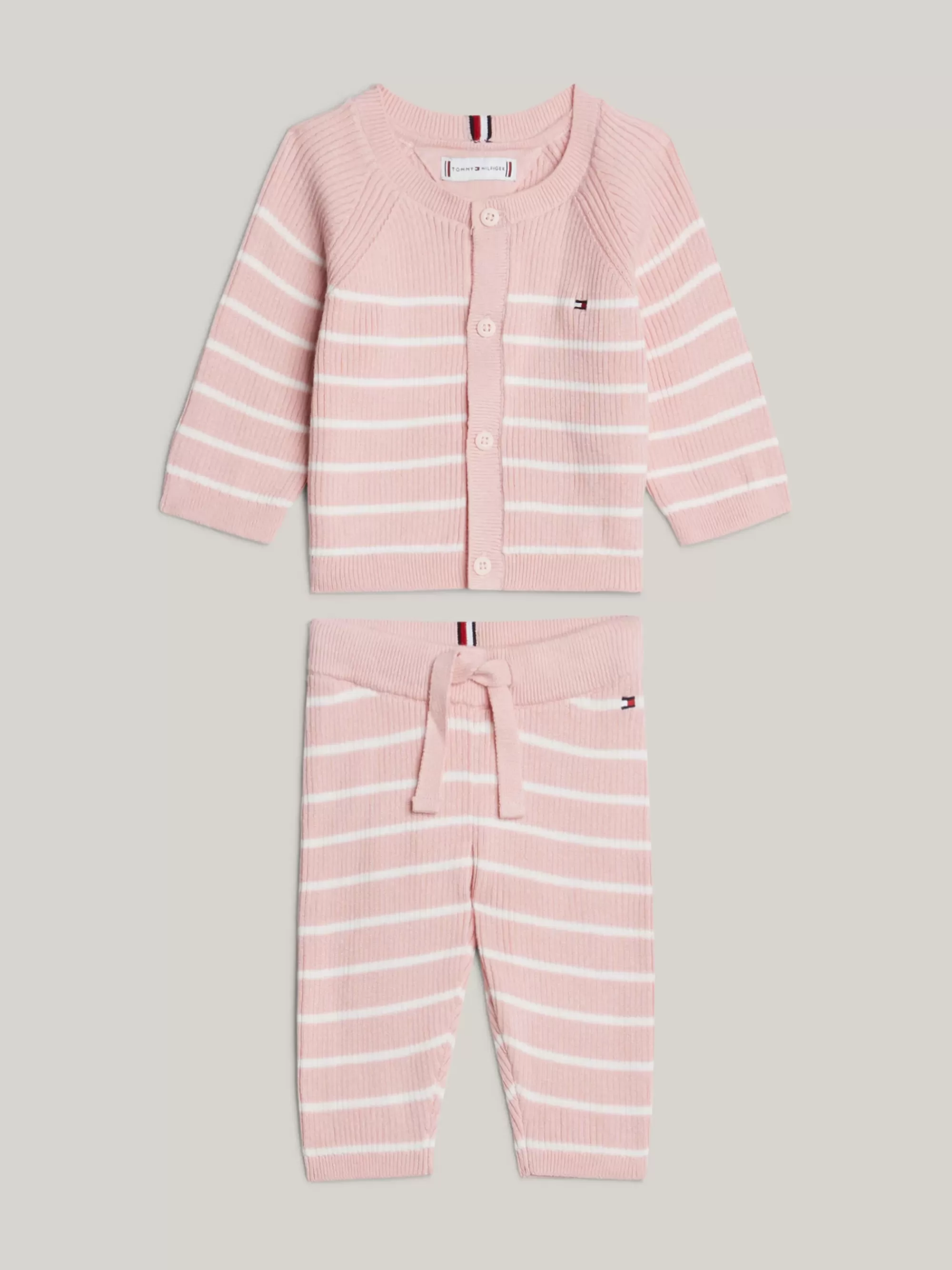 Meisjes | Jongens*Tommy Hilfiger Cadeauset Met Ribgebreid Vest En Jogger SOFT ROSE STRIPE