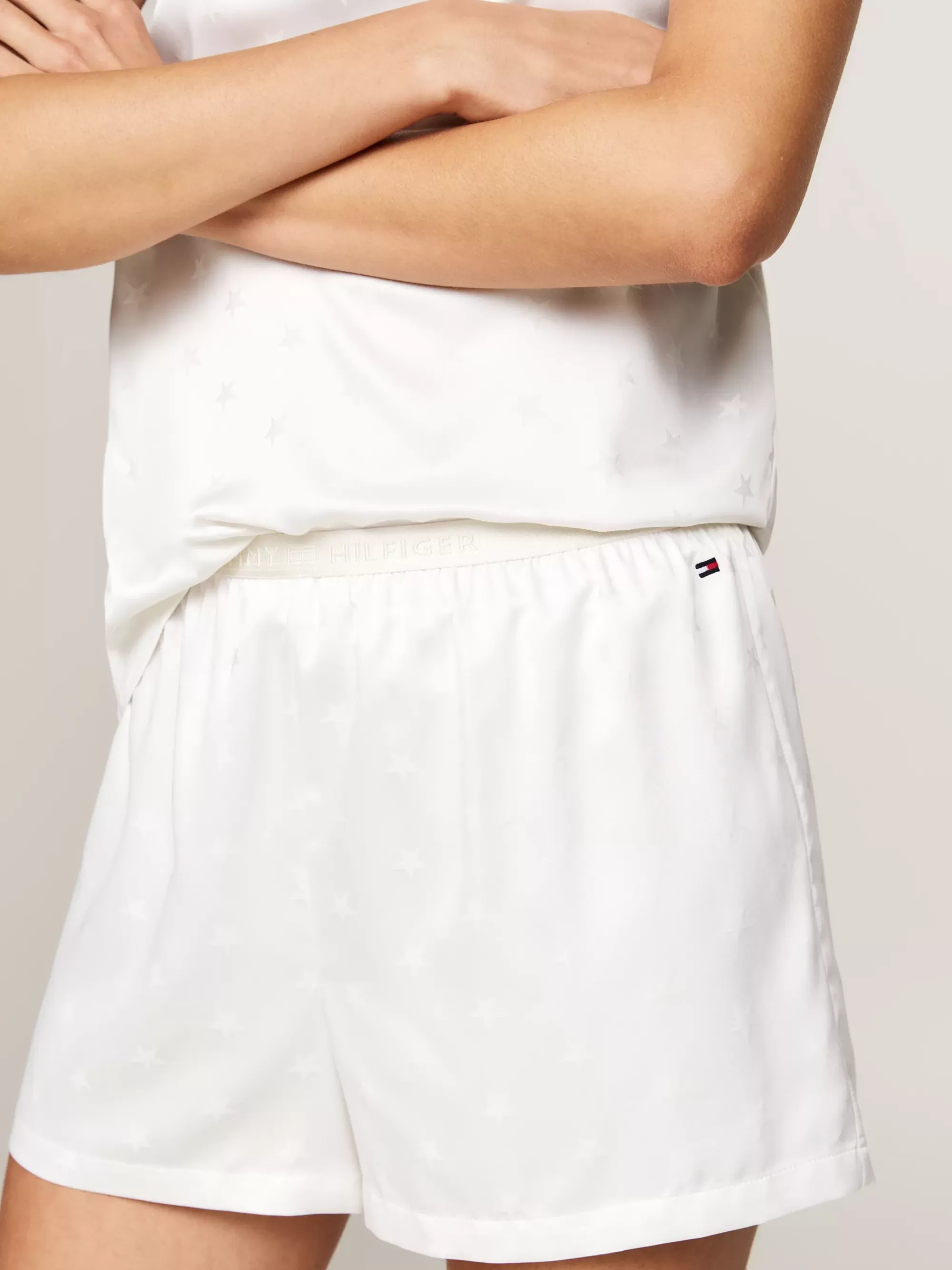 Pyjama's & Nachtkleding*Tommy Hilfiger Cadeauset Met Satijnen Pyjama En Oogmasker IVORY