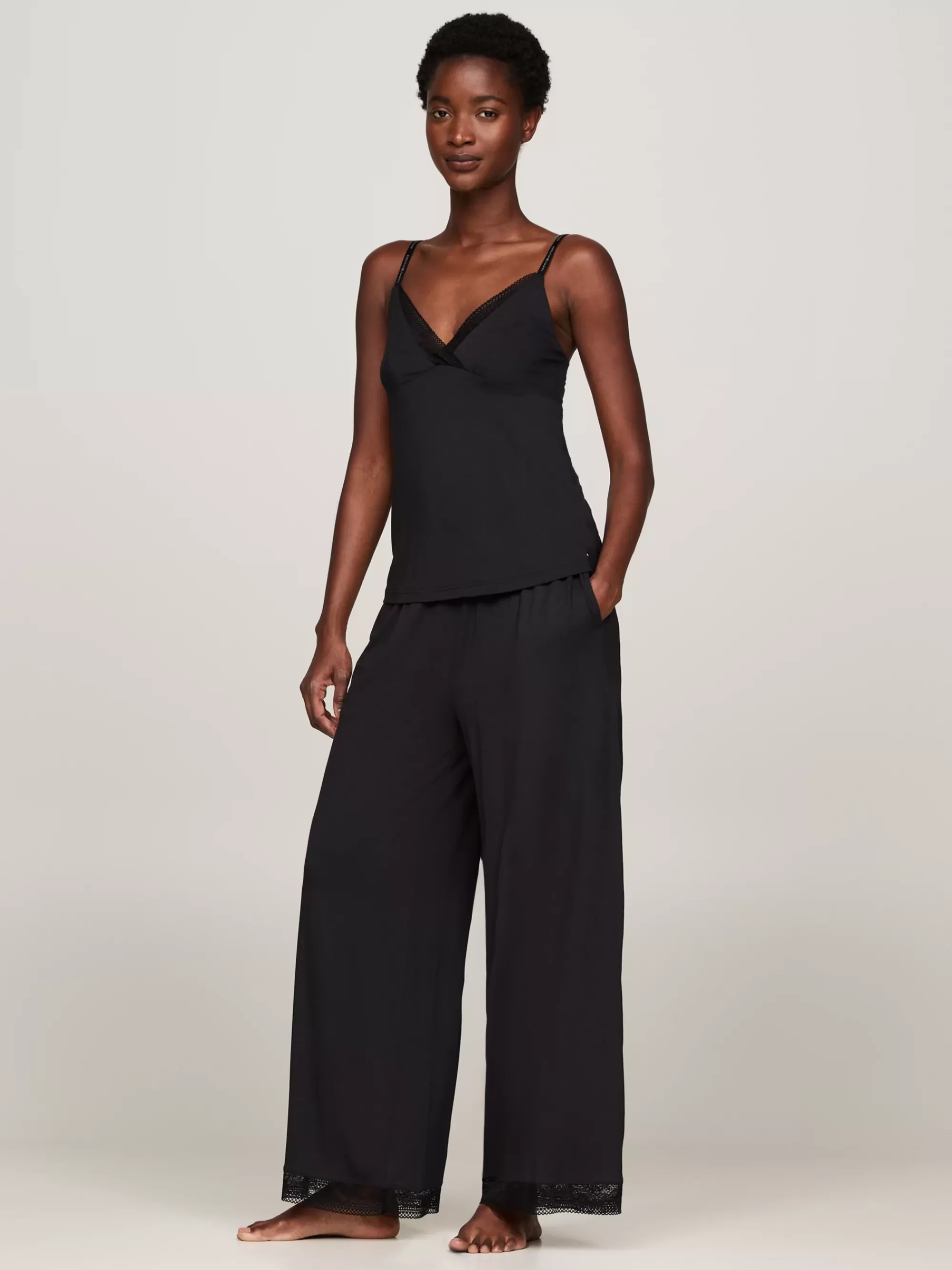 Loungewear*Tommy Hilfiger Cami Pyjamatop Met Kanten Rand BLACK