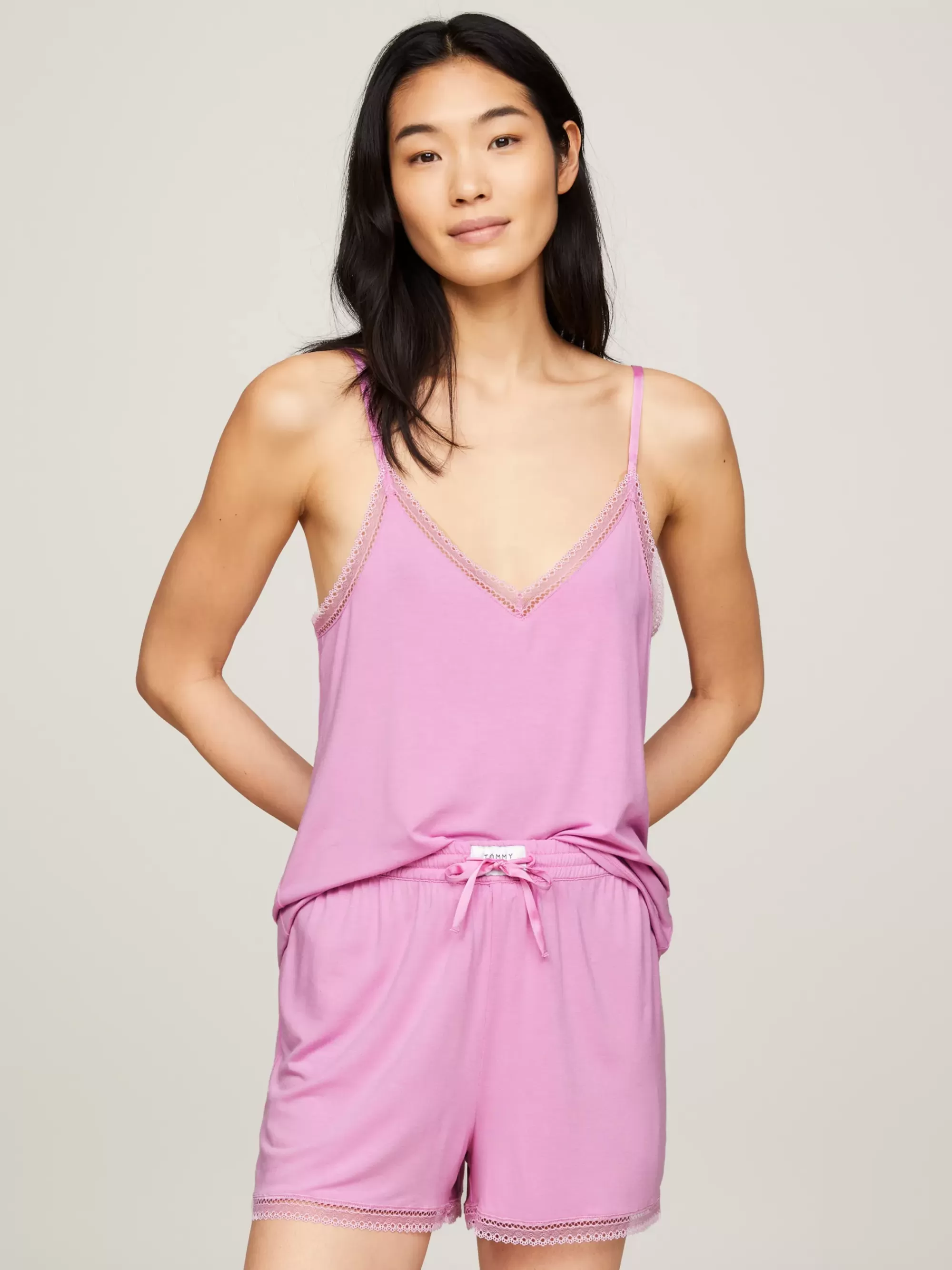 Pyjama's & Nachtkleding*Tommy Hilfiger Cami-top Met Kanten Rand SWEET PEA PINK
