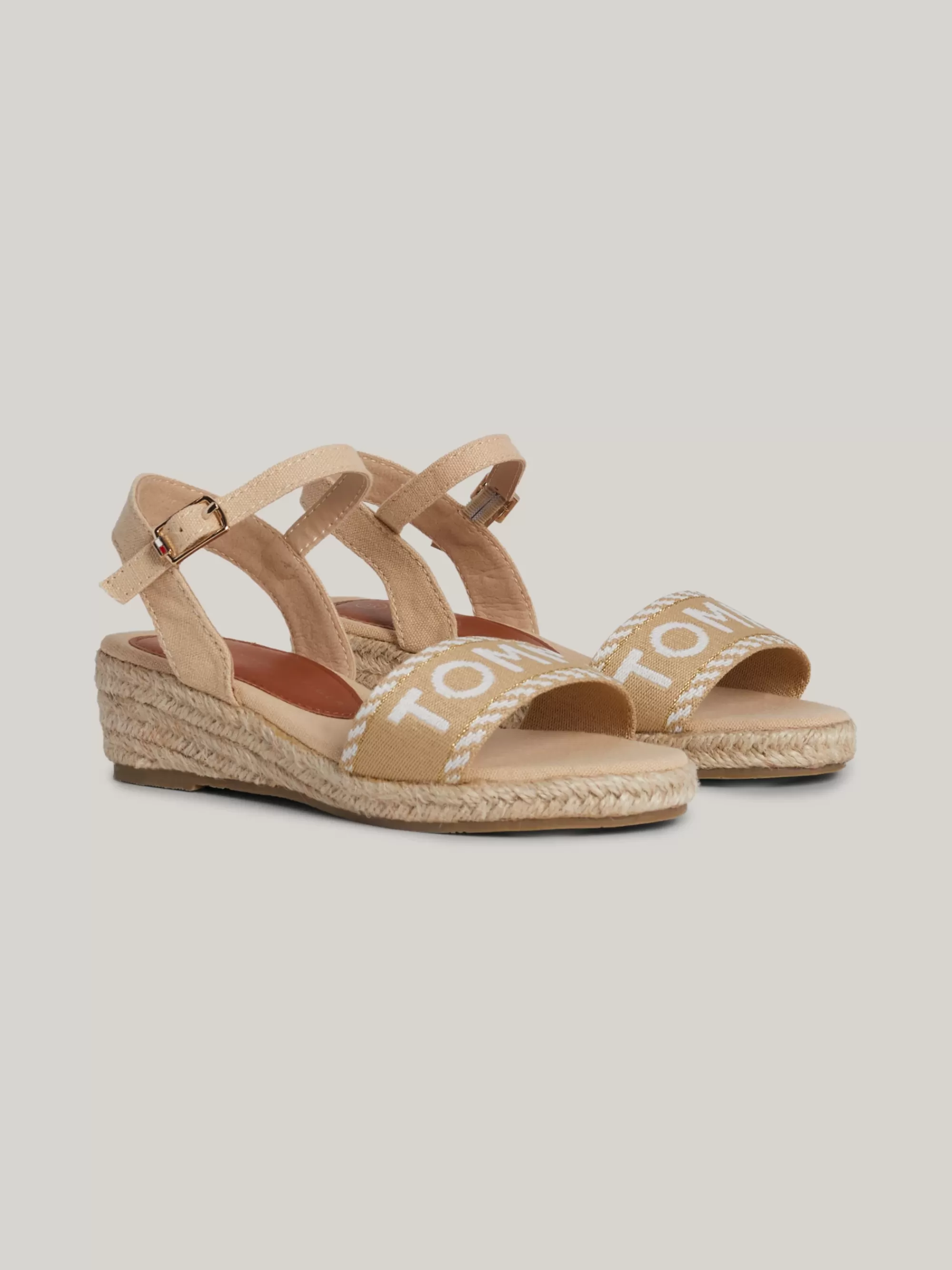 Schoenen & Accessoires*Tommy Hilfiger Canvas Sandaal Met Sleehak En Logo BEIGE