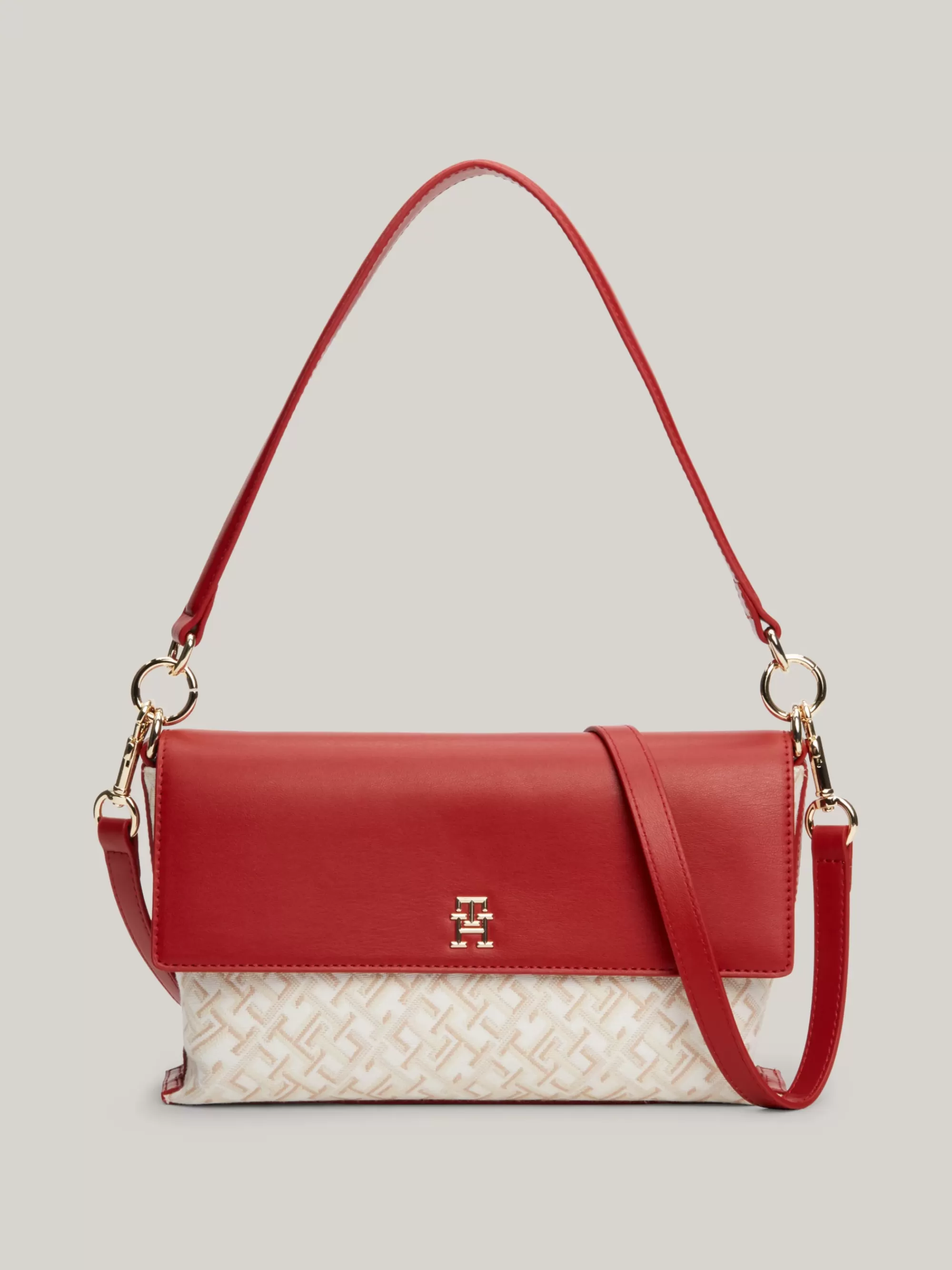 Schoudertassen*Tommy Hilfiger Canvas Schoudertas Met Jacquard DARK MAGMA/NEUTRAL MONO