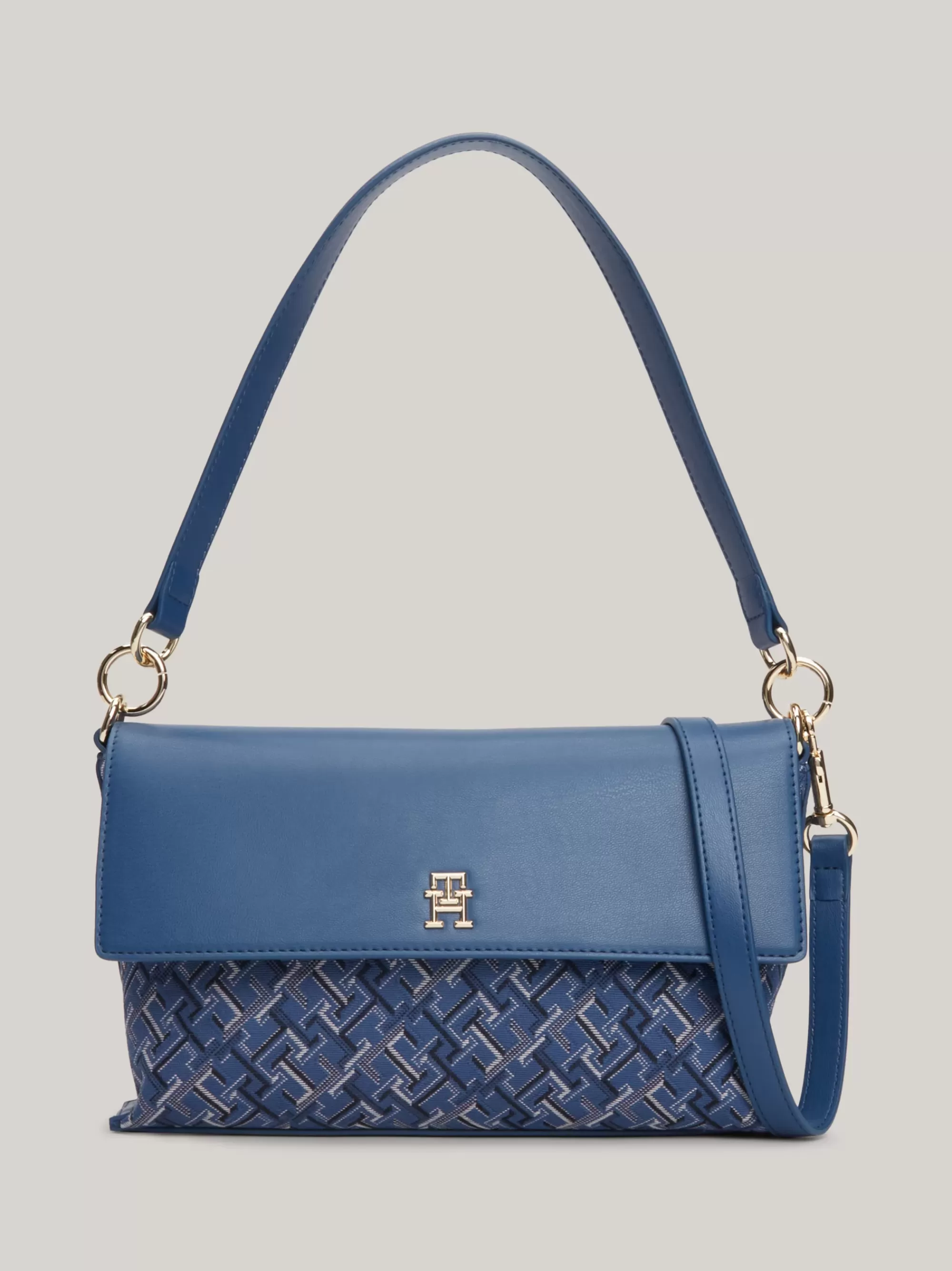Schoudertassen*Tommy Hilfiger Canvas Schoudertas Met Jacquard FOSSIL BLUE MONO