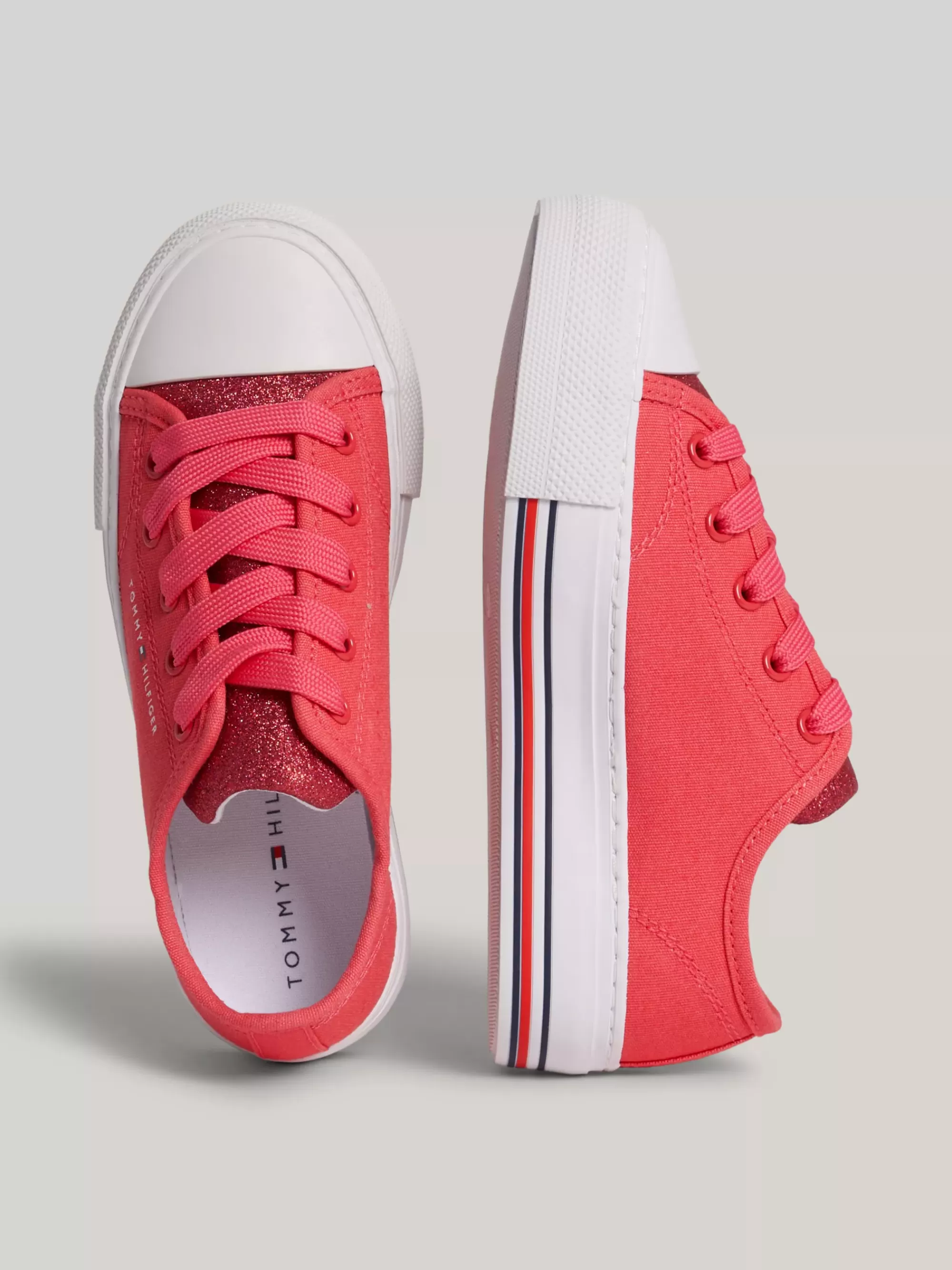 Schoenen & Accessoires*Tommy Hilfiger Canvas Vetersneaker Met Glitter MAGENTA