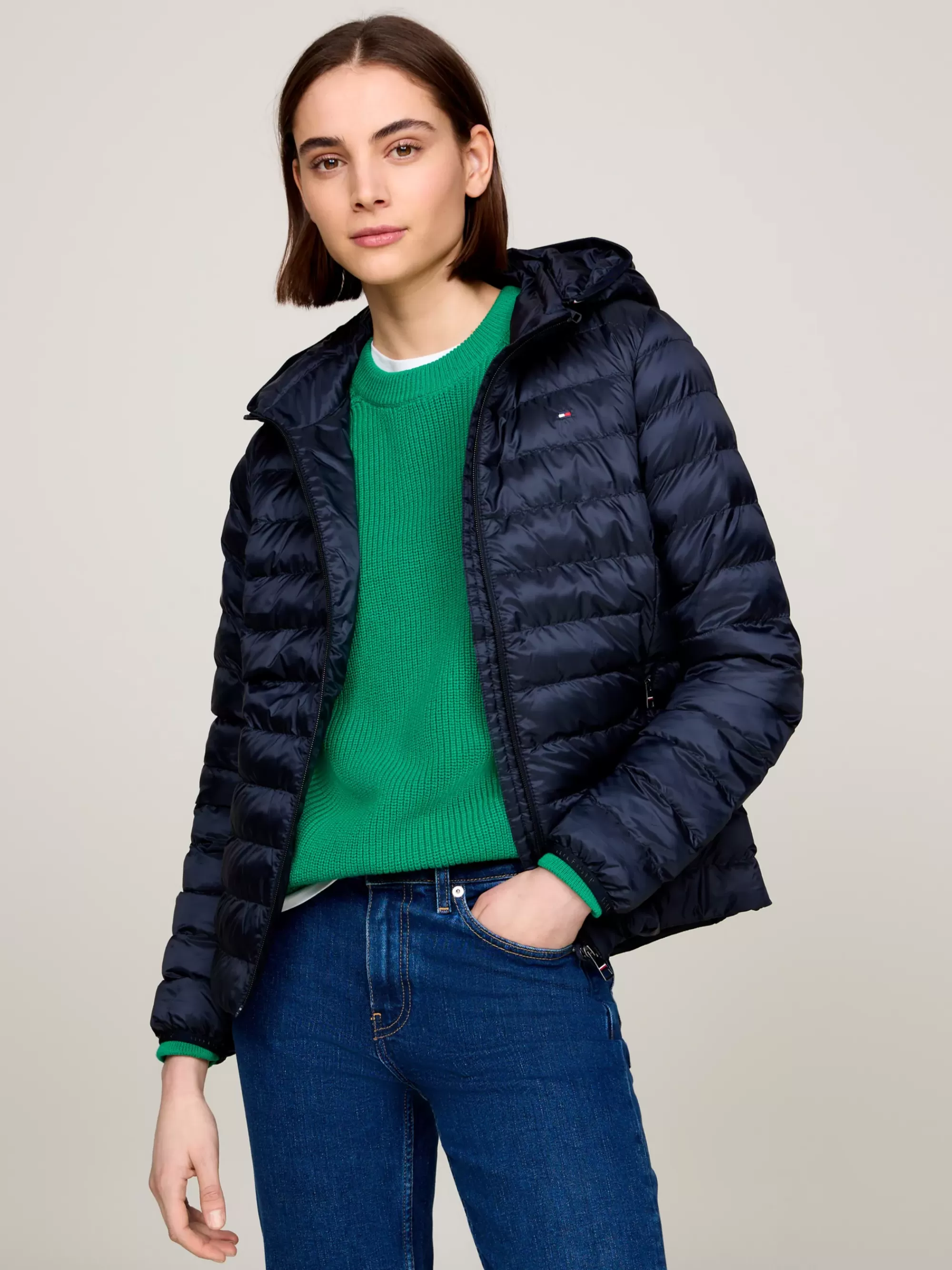 Jassen & Jacks*Tommy Hilfiger Capuchonjack Met Donsvulling DESERT SKY