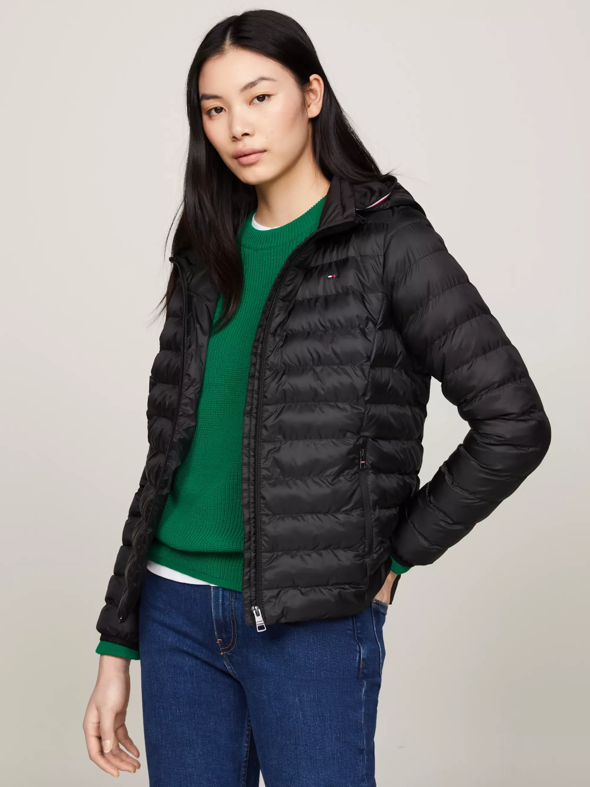 Jassen & Jacks*Tommy Hilfiger Capuchonjack Met Donsvulling BLACK
