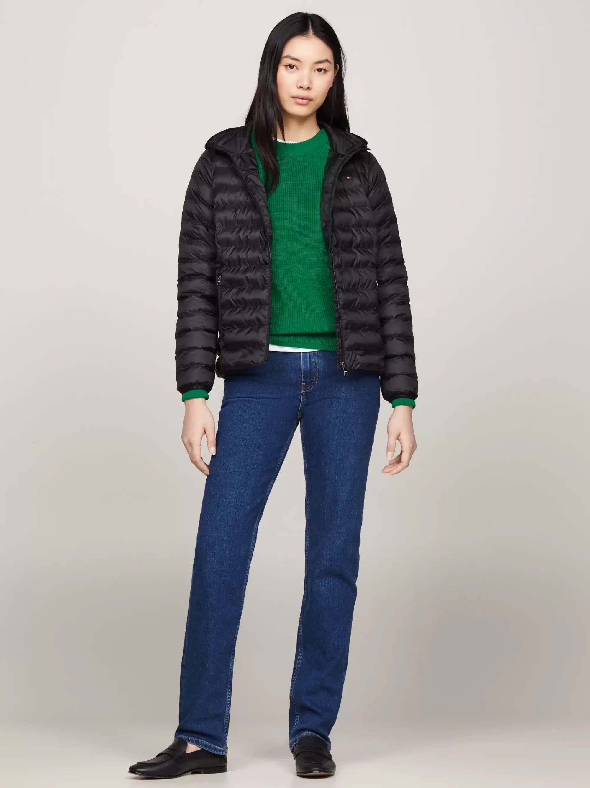 Jassen & Jacks*Tommy Hilfiger Capuchonjack Met Donsvulling BLACK