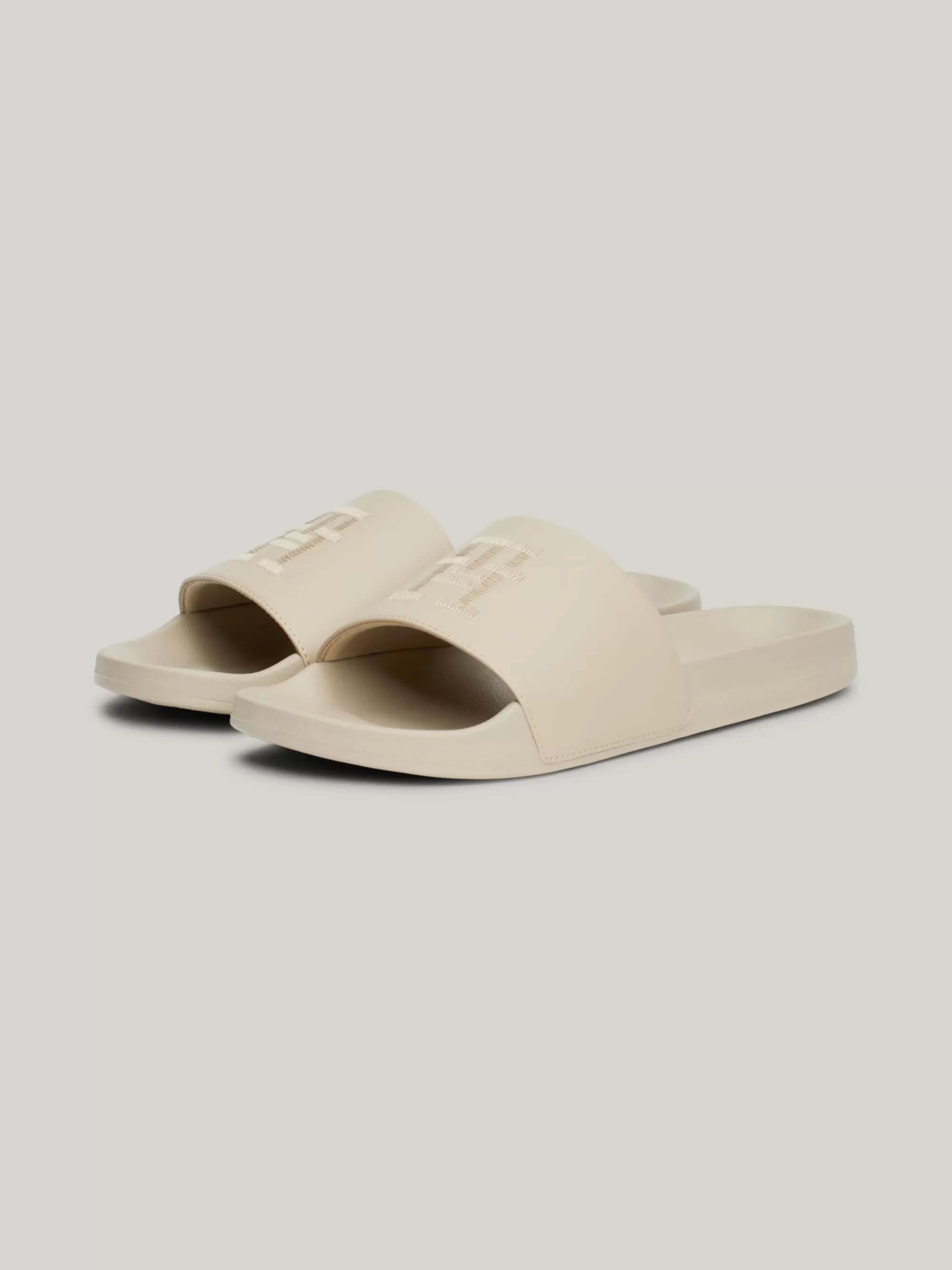 Sandalen*Tommy Hilfiger Casual Badslipper Met Geborduurd TH-monogram BEIGE
