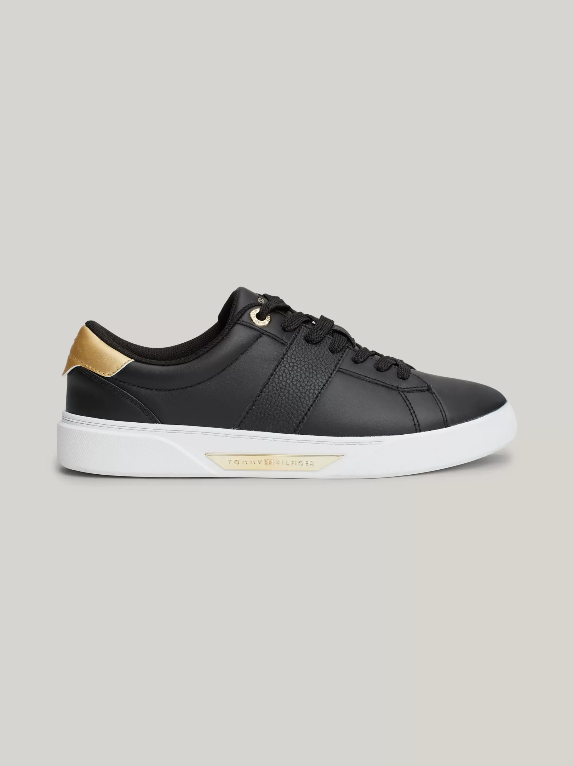 Sneakers*Tommy Hilfiger Casual Chic Leren Court Sneaker BLACK