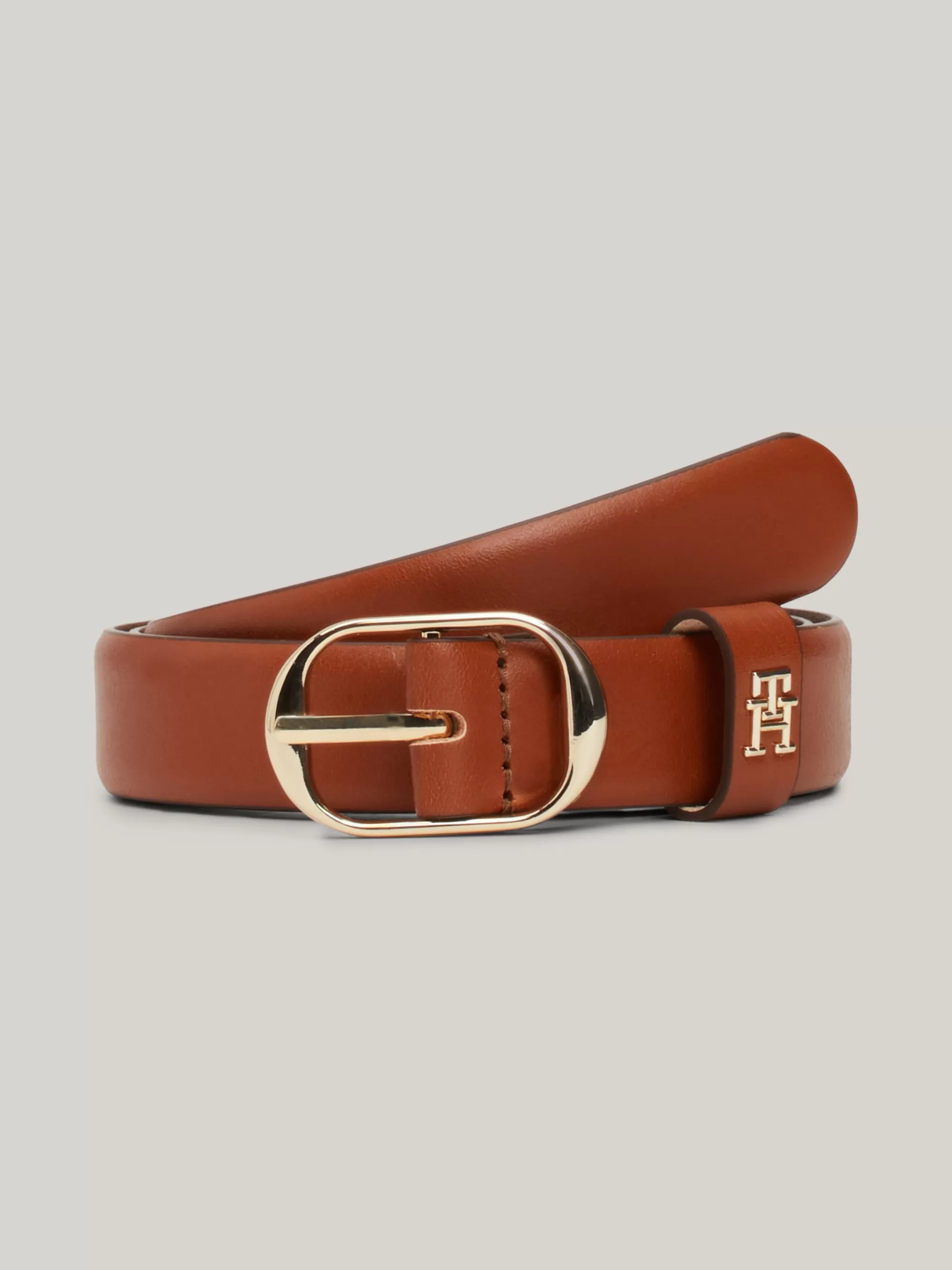 Riemen*Tommy Hilfiger Casual Leren Riem Met Ovale Gesp COGNAC