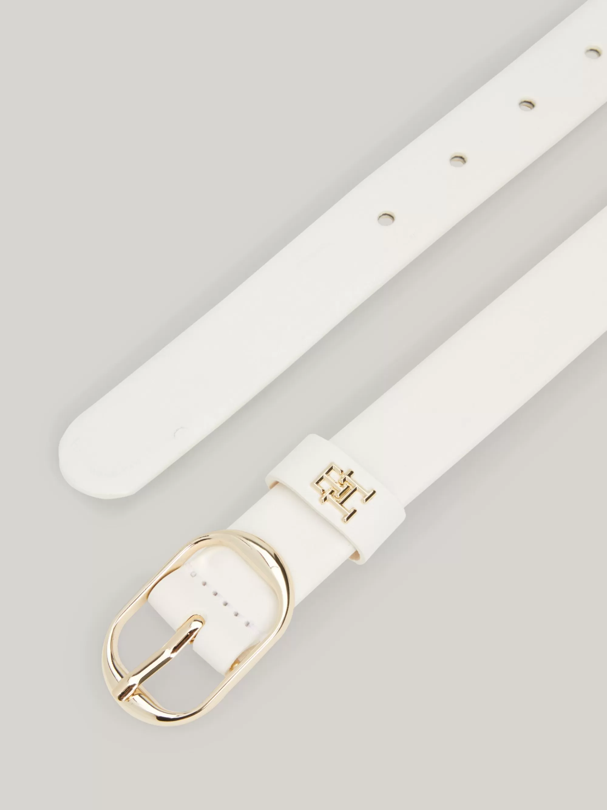 Riemen*Tommy Hilfiger Casual Leren Riem Met Ovale Gesp ANCIENT WHITE