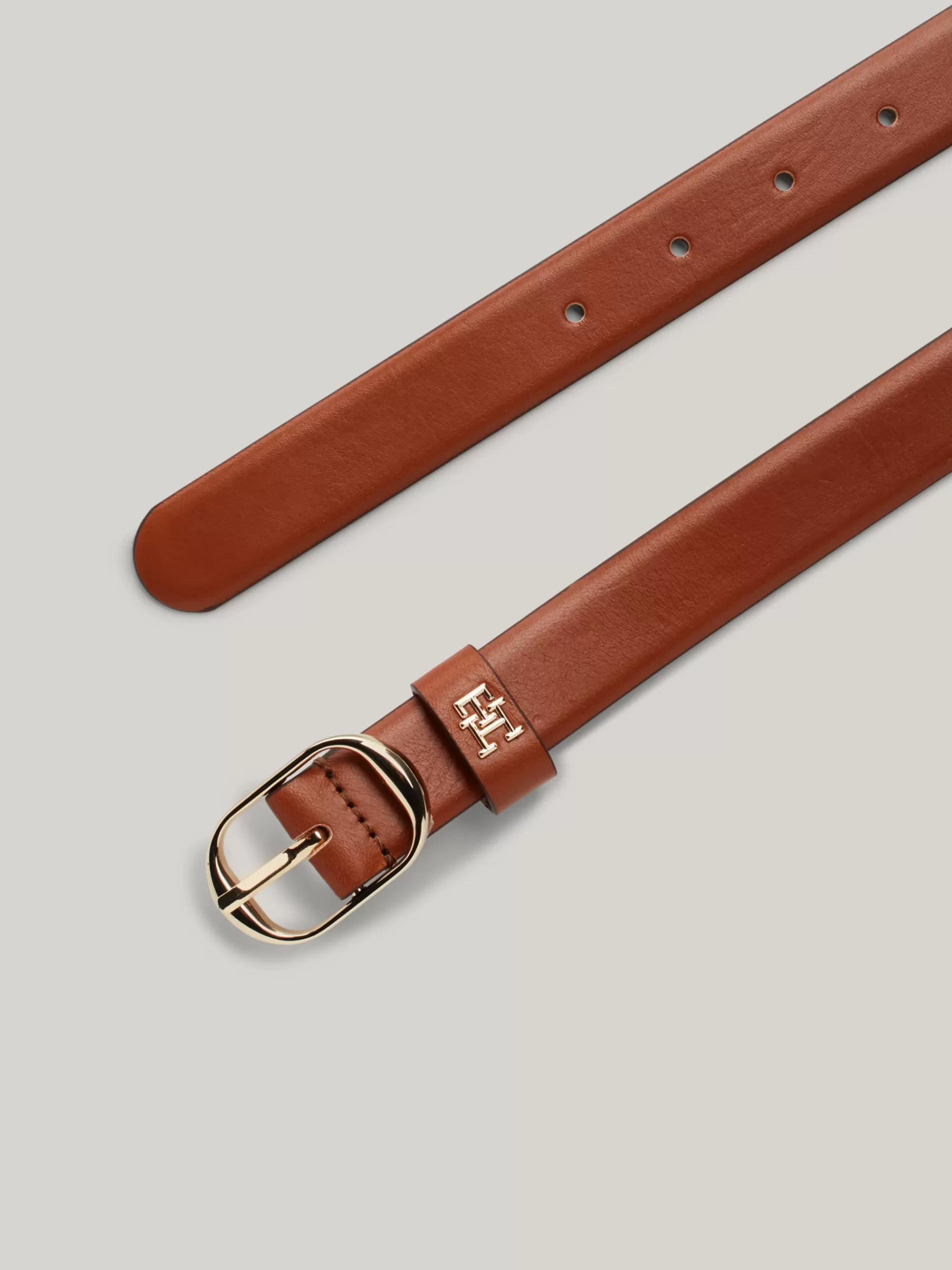 Riemen*Tommy Hilfiger Casual Leren Riem Met Ovale Gesp COGNAC