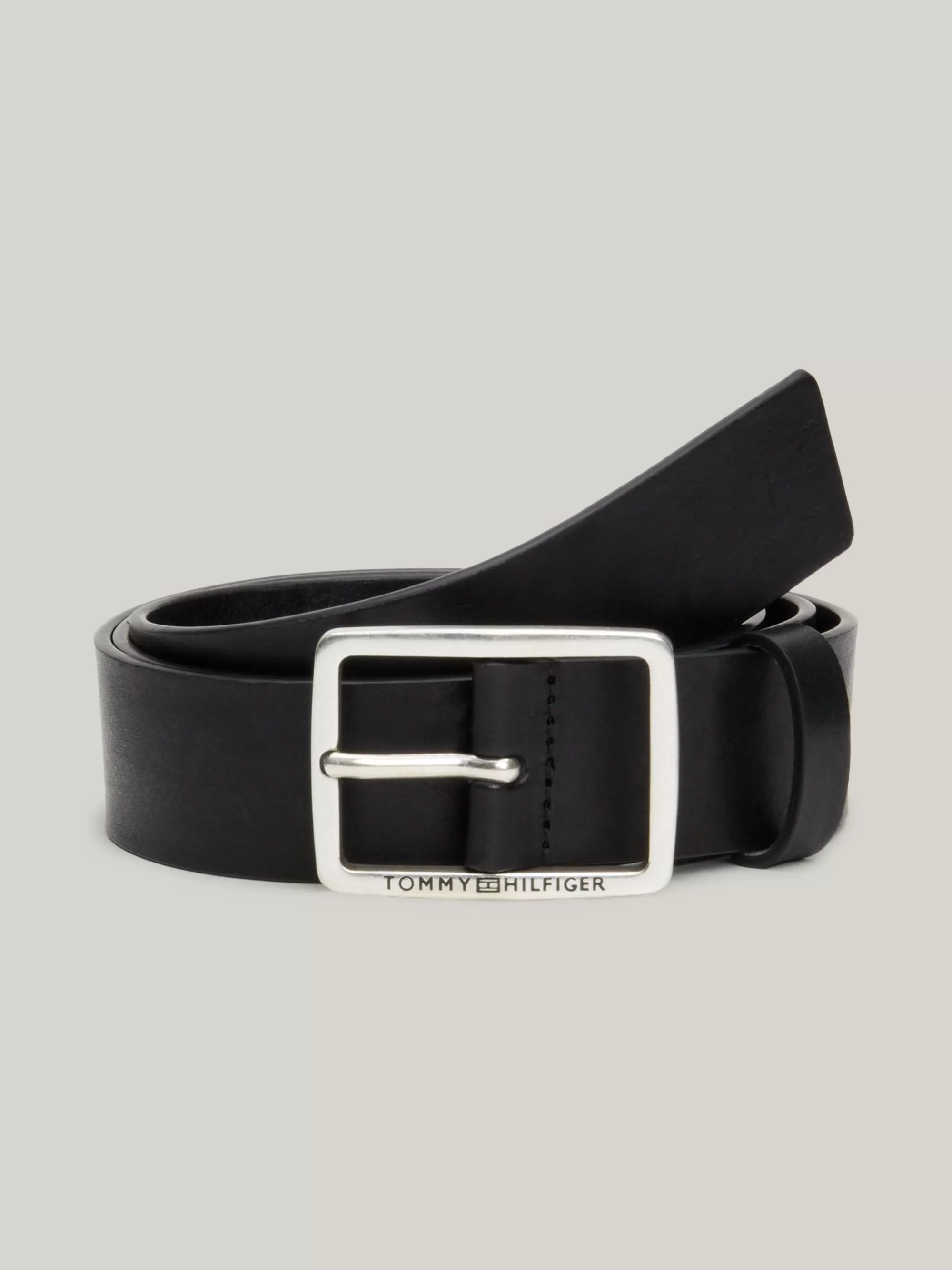 Riemen*Tommy Hilfiger Casual Leren Riem Met Vierkante Gesp BLACK