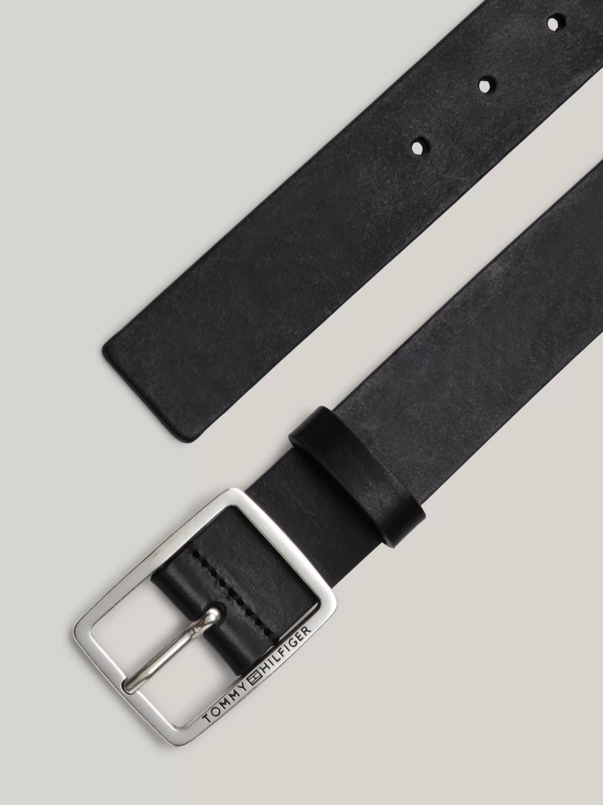 Riemen*Tommy Hilfiger Casual Leren Riem Met Vierkante Gesp BLACK