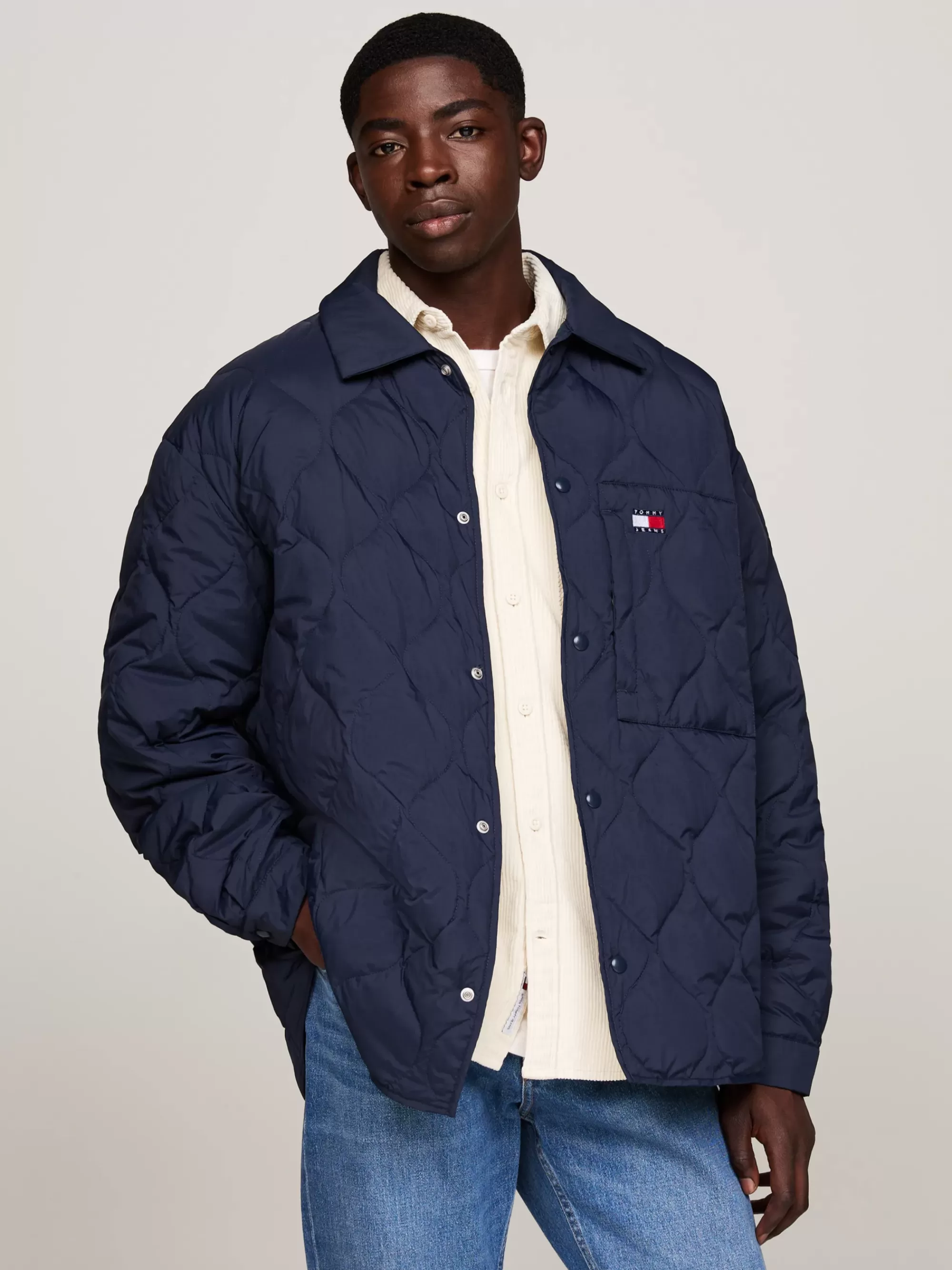 Jassen & Jacks*Tommy Hilfiger Casual Quilted Shirtjack Met Donsvulling DARK NIGHT NAVY