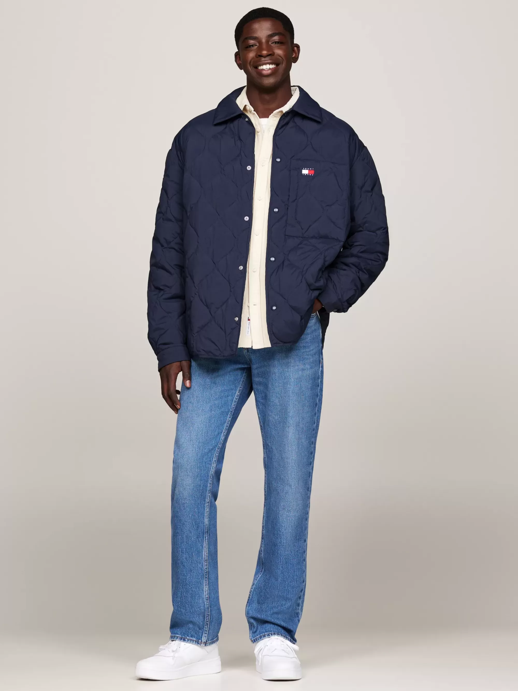 Jassen & Jacks*Tommy Hilfiger Casual Quilted Shirtjack Met Donsvulling DARK NIGHT NAVY