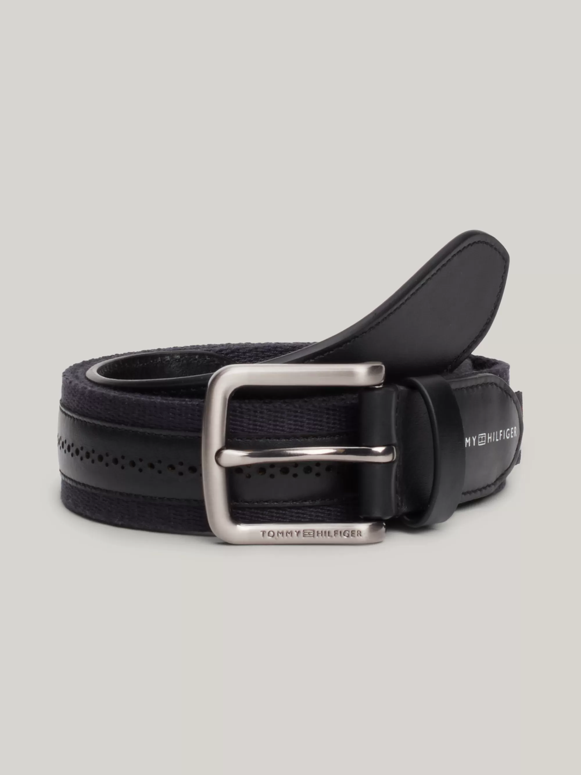 Riemen*Tommy Hilfiger Casual Riem Van Leer En Webbing BLACK