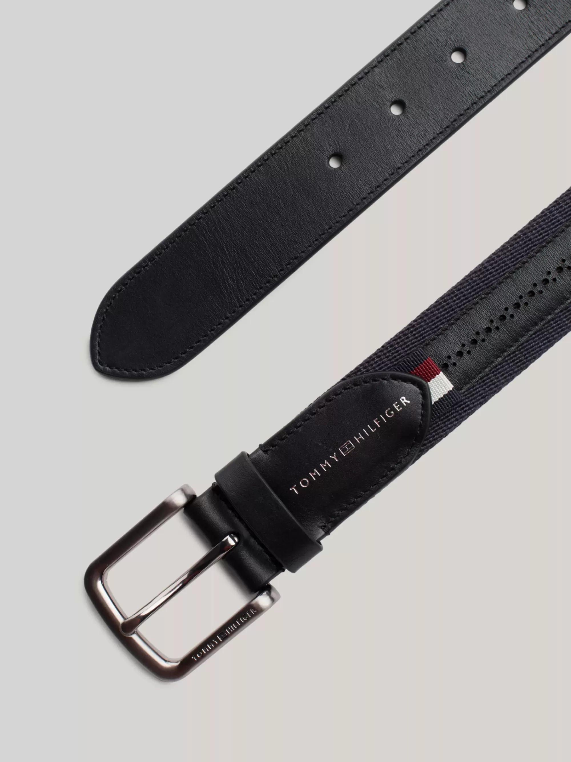 Riemen*Tommy Hilfiger Casual Riem Van Leer En Webbing BLACK