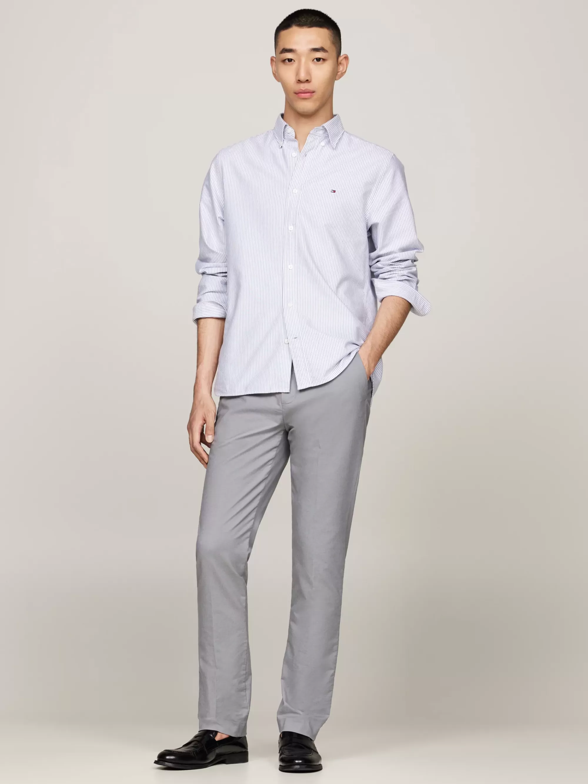 Broeken*Tommy Hilfiger Casual-smart Denton Regular Straight Broek TURBINE GREY