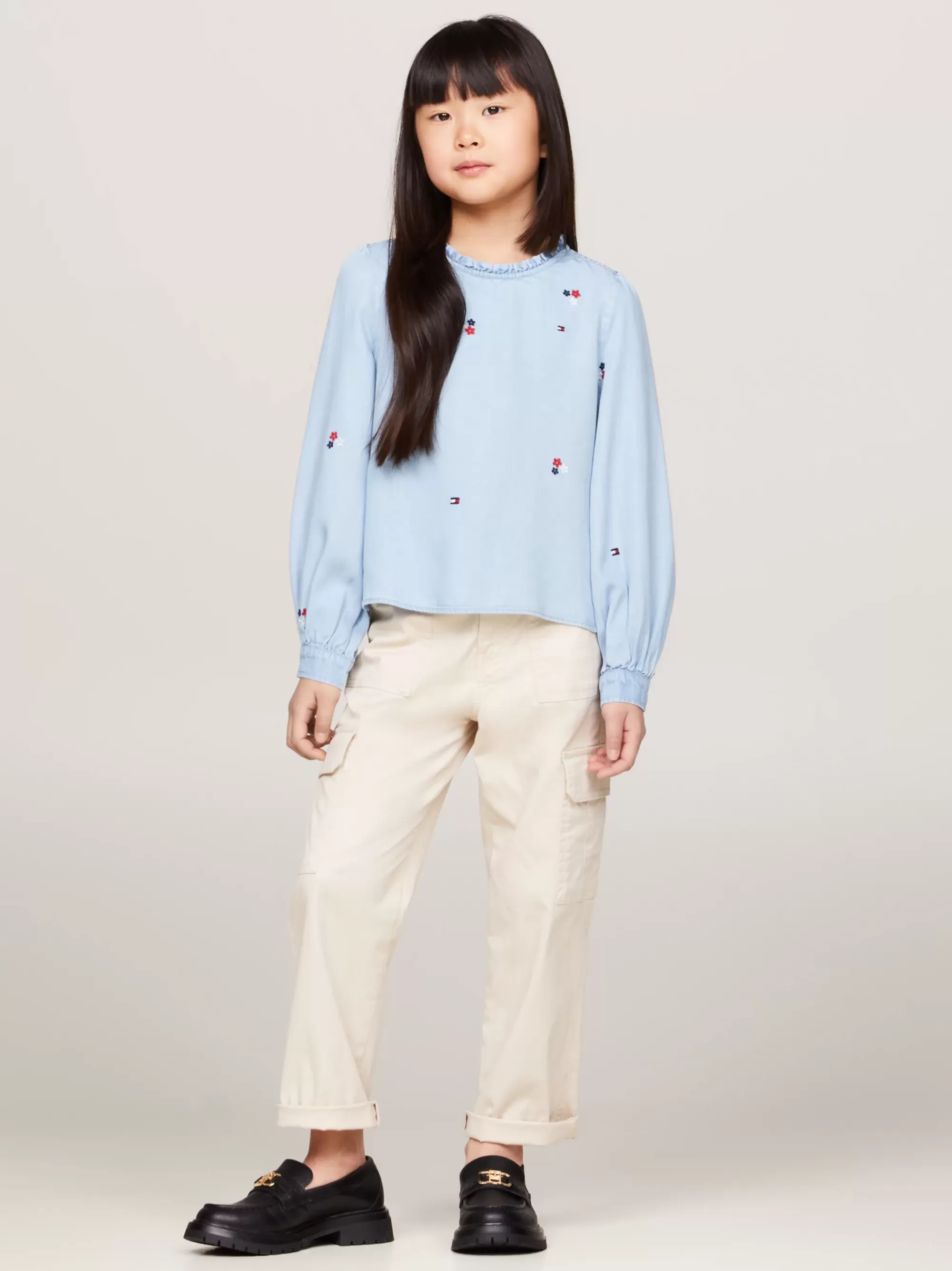 Tops & T-Shirts*Tommy Hilfiger Chambray Blouse Met Geborduurde Bloemen DENIM MEDIUM