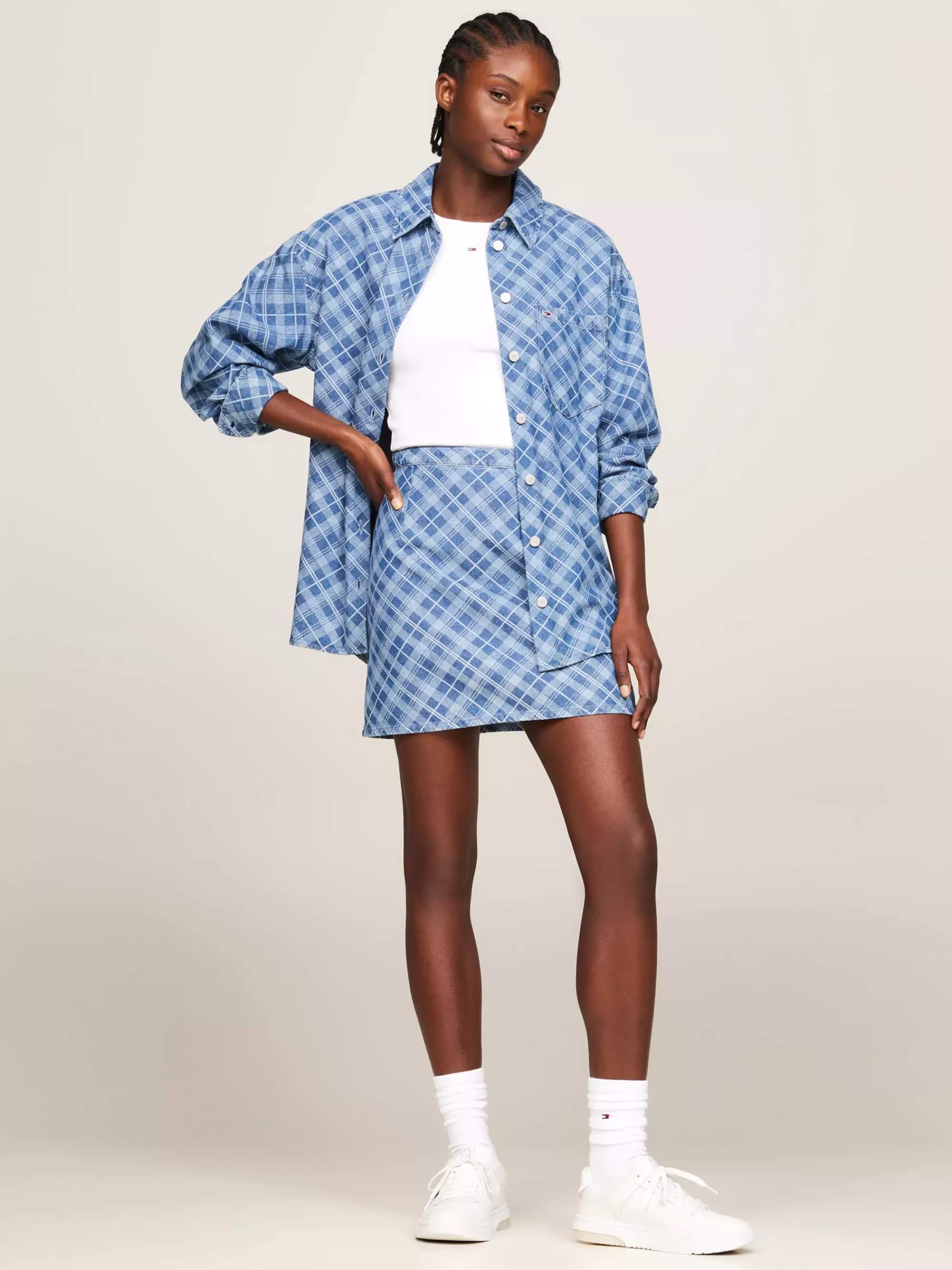 Blouses & Overhemden*Tommy Hilfiger Chambray Relaxed Fit Overhemd Met Tartanruit GRID CHECK CHAMBRAY