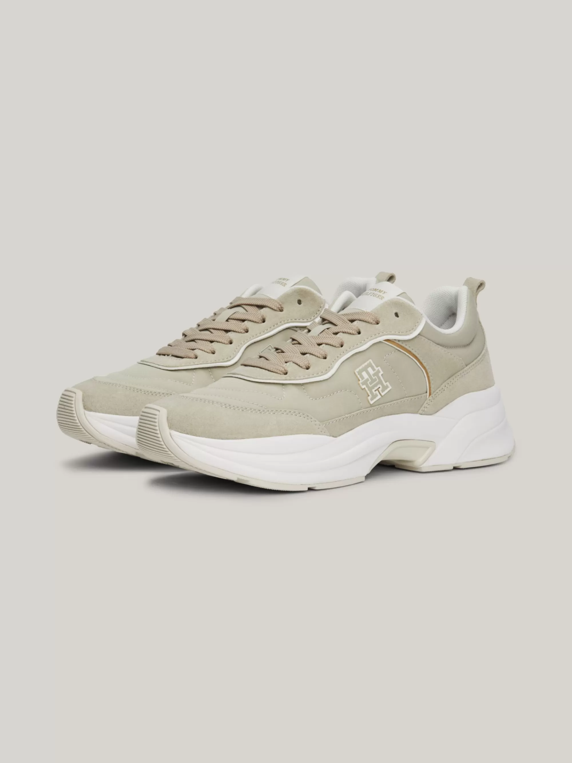 Sneakers*Tommy Hilfiger Chunky Hardloopsneaker Van Suède STONE