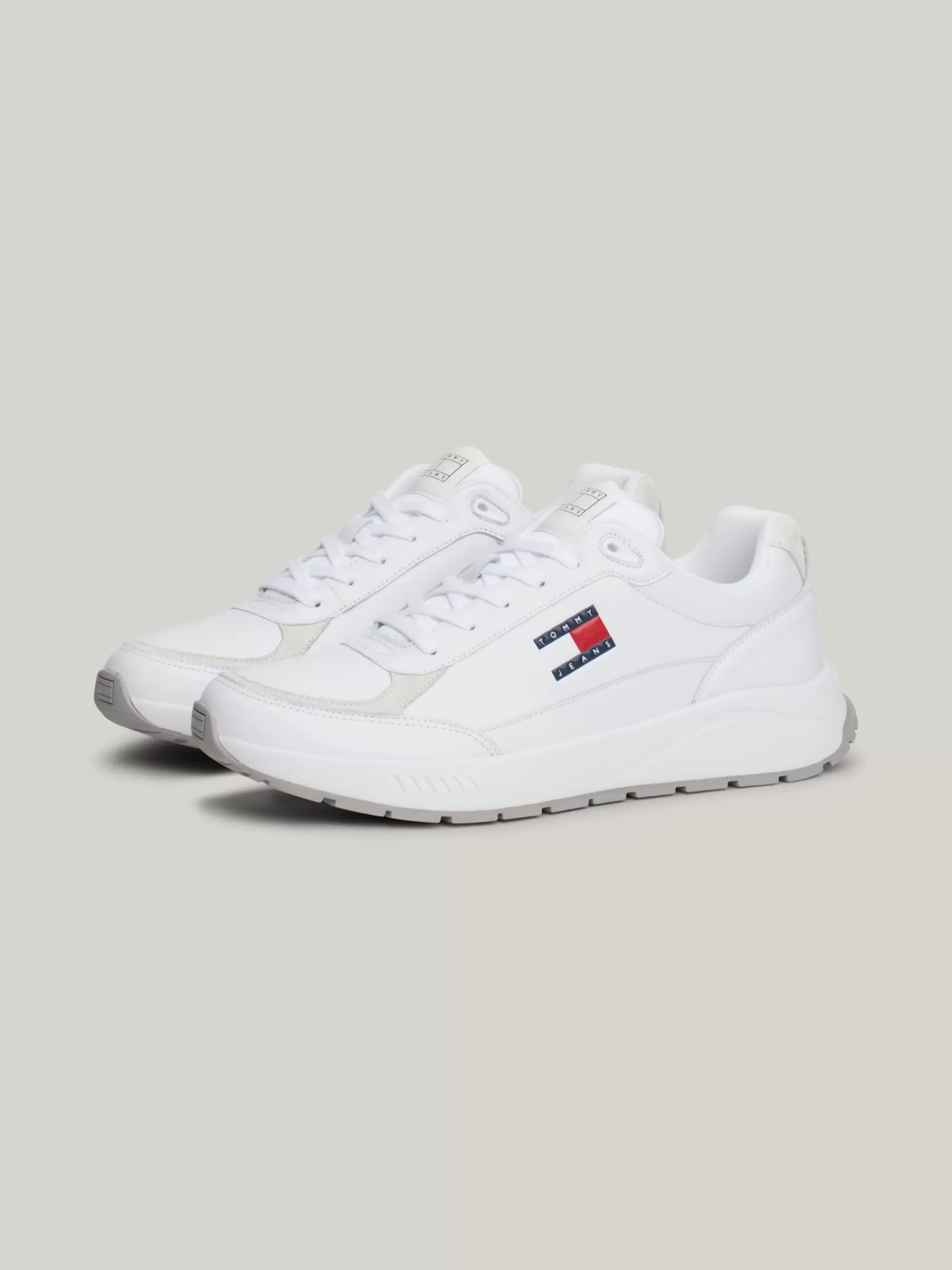 Sneakers | White Trainers*Tommy Hilfiger Chunky Leren Sneaker Met Fijne Profielzool WHITE