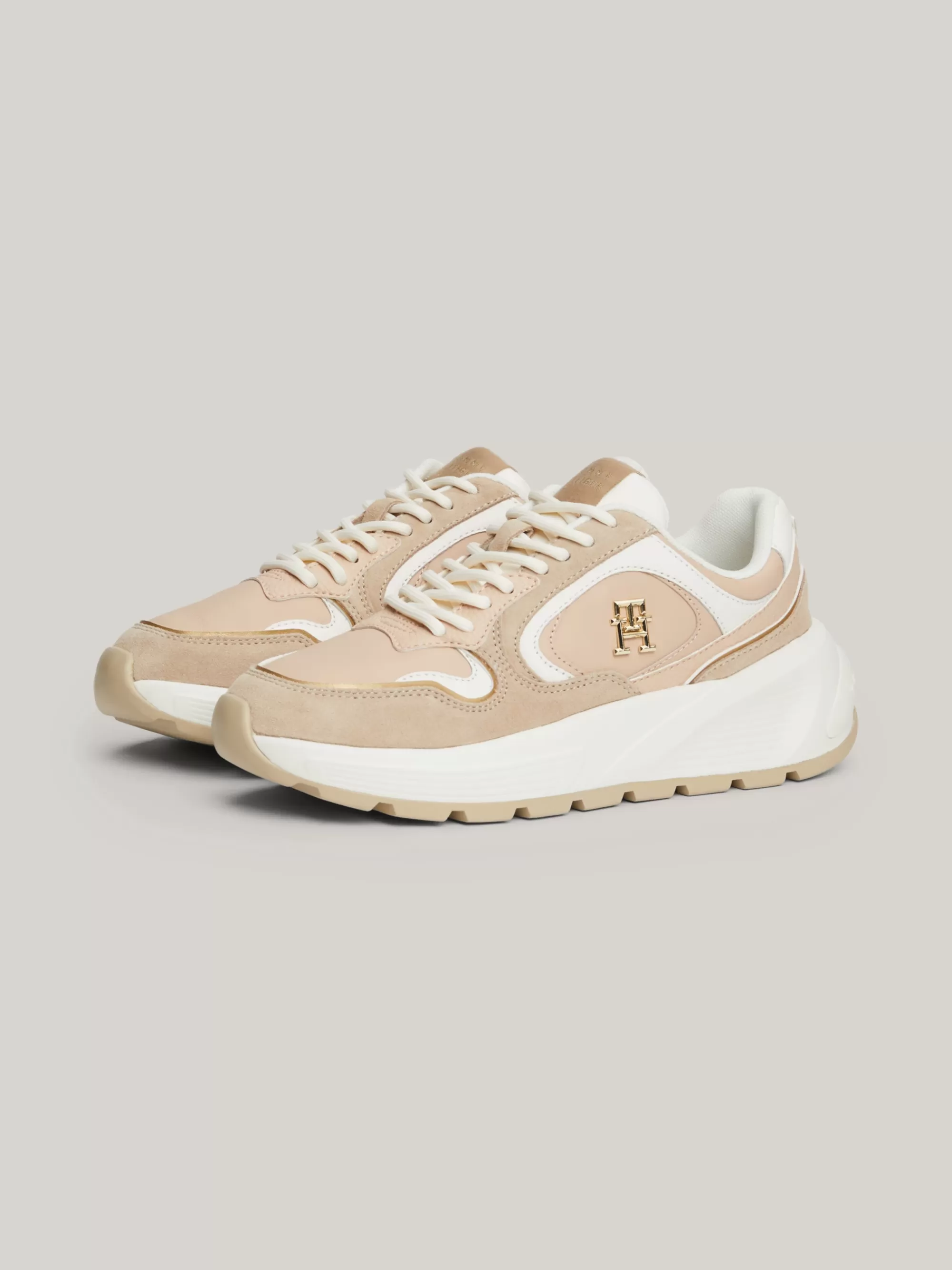 Sneakers*Tommy Hilfiger Chunky Leren Sneaker Met TH-monogram MISTY BLUSH