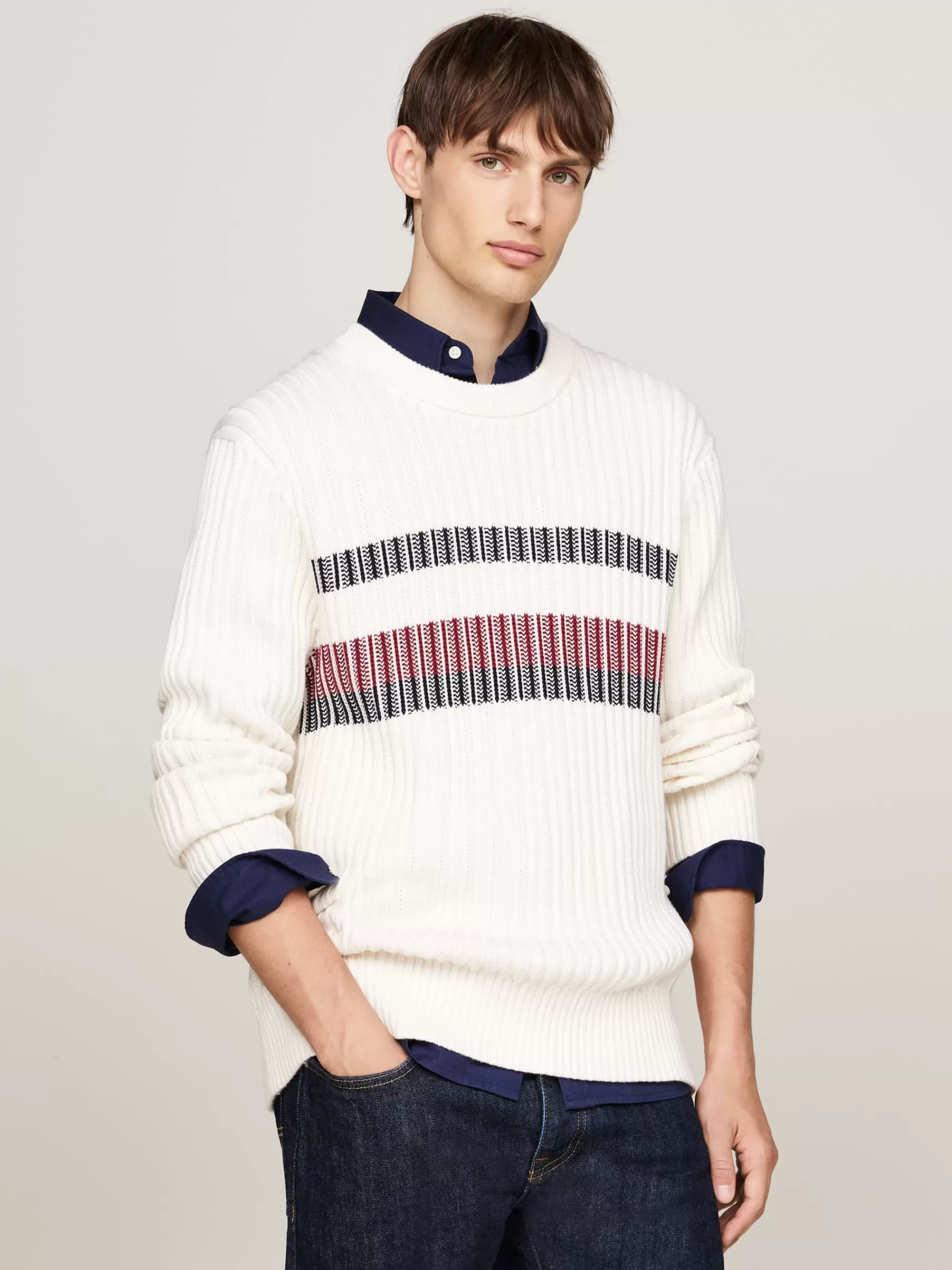 Truien Met Ronde Hals | Truien*Tommy Hilfiger Chunky Ribgebreide Relaxed Fit Trui IVORY