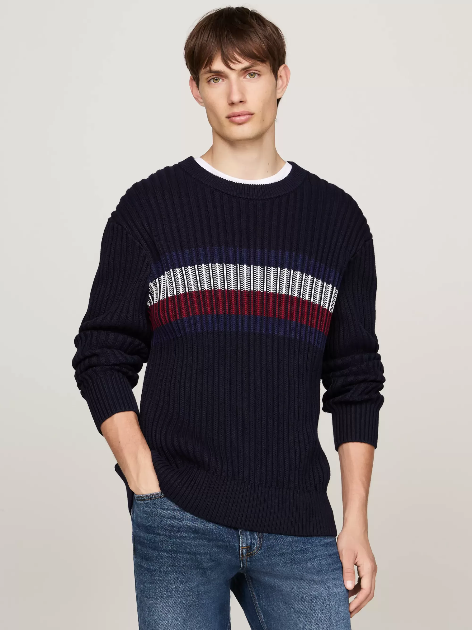 Truien Met Ronde Hals | Truien*Tommy Hilfiger Chunky Ribgebreide Relaxed Fit Trui DESERT SKY