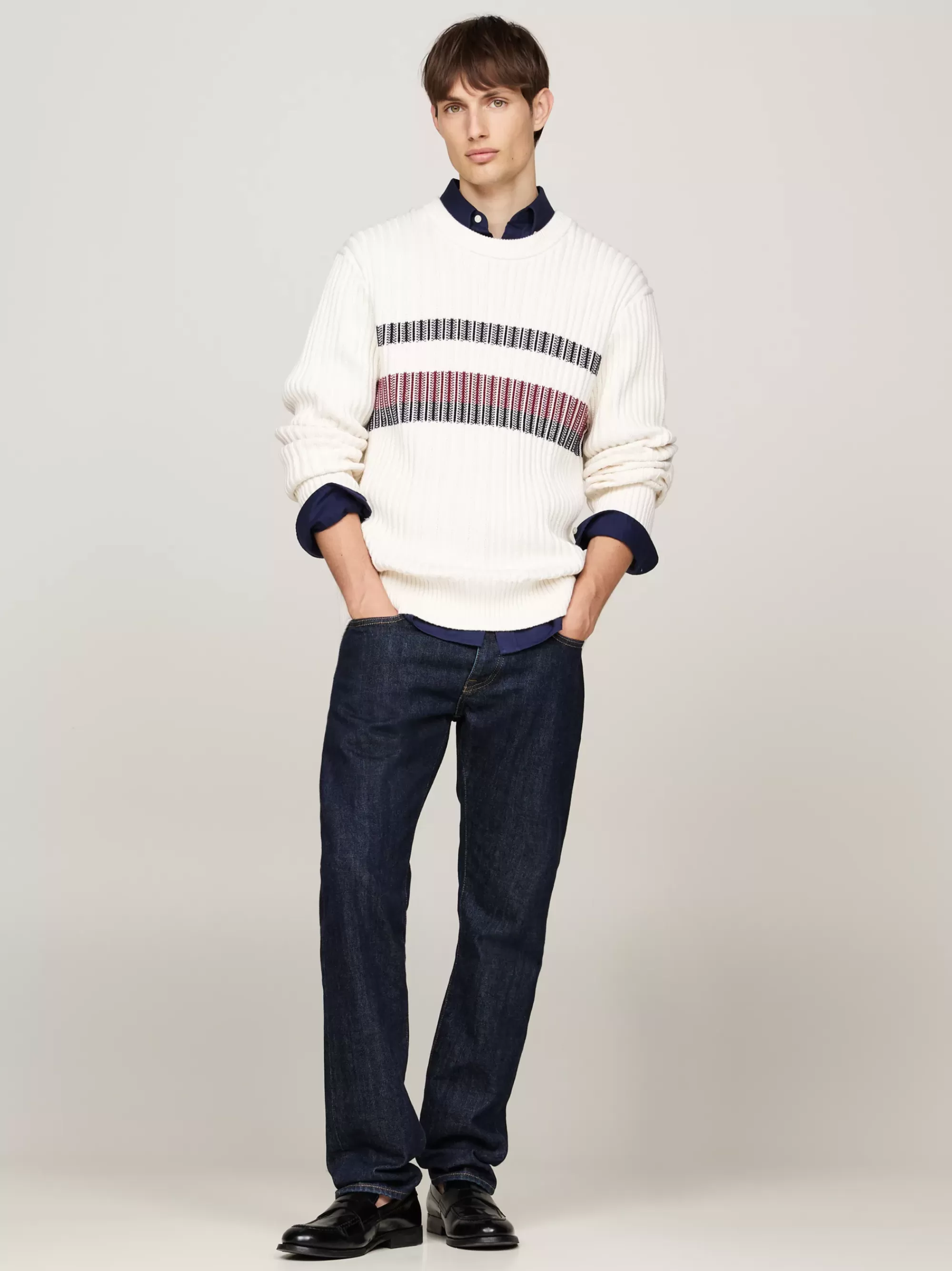 Truien Met Ronde Hals | Truien*Tommy Hilfiger Chunky Ribgebreide Relaxed Fit Trui IVORY