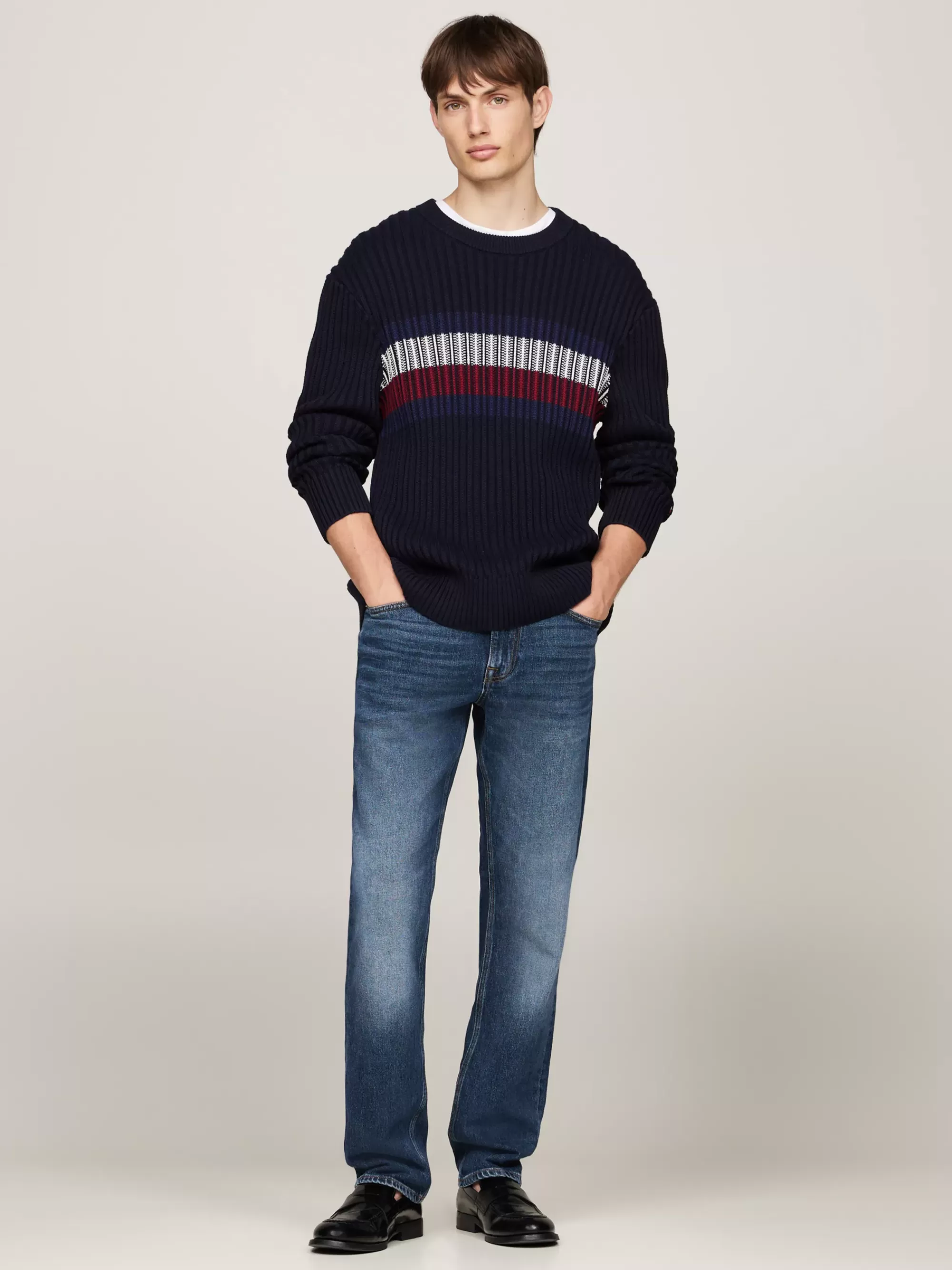 Truien Met Ronde Hals | Truien*Tommy Hilfiger Chunky Ribgebreide Relaxed Fit Trui DESERT SKY