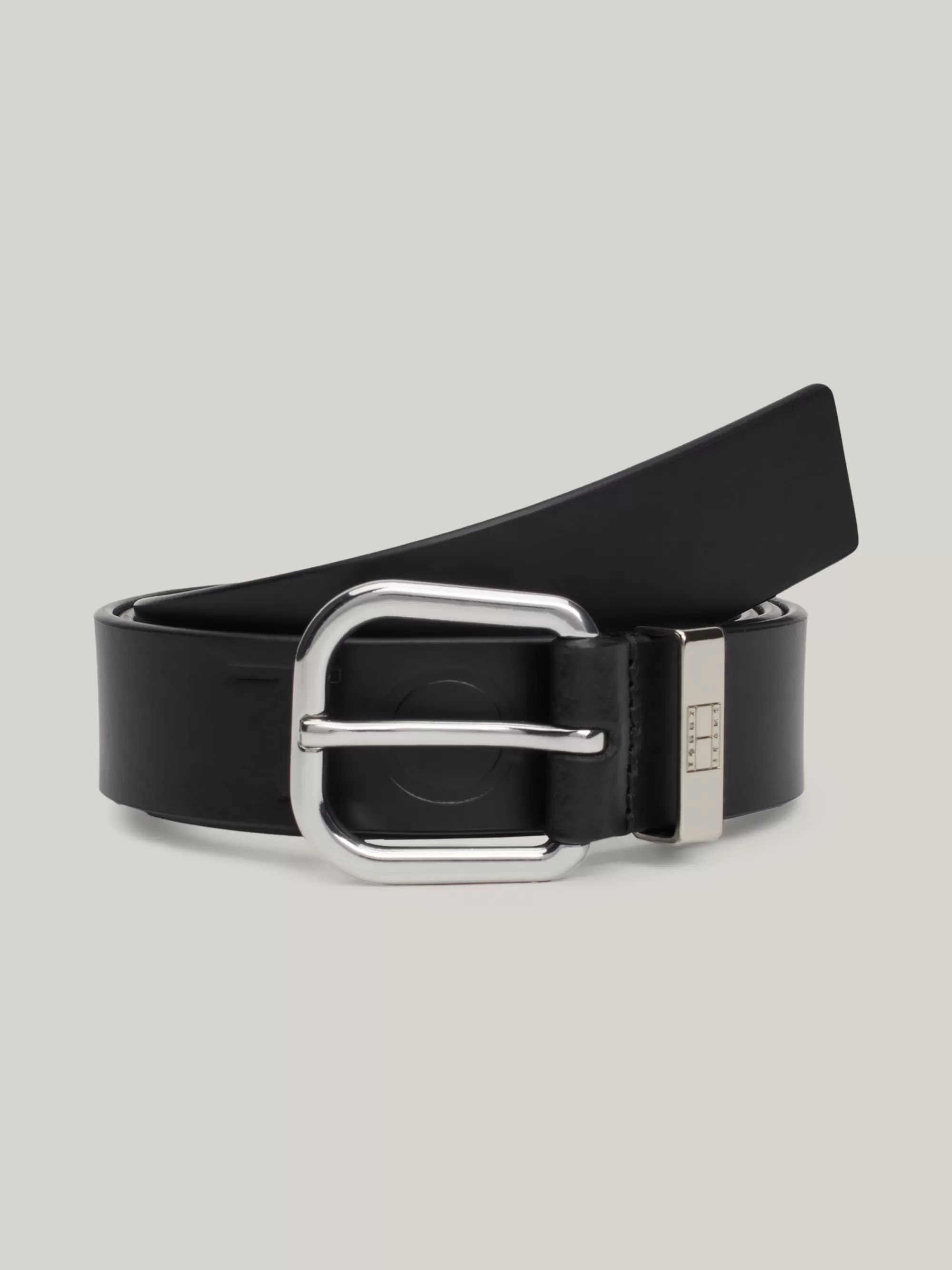 Riemen*Tommy Hilfiger City Leren Riem Met Reliëflogo BLACK