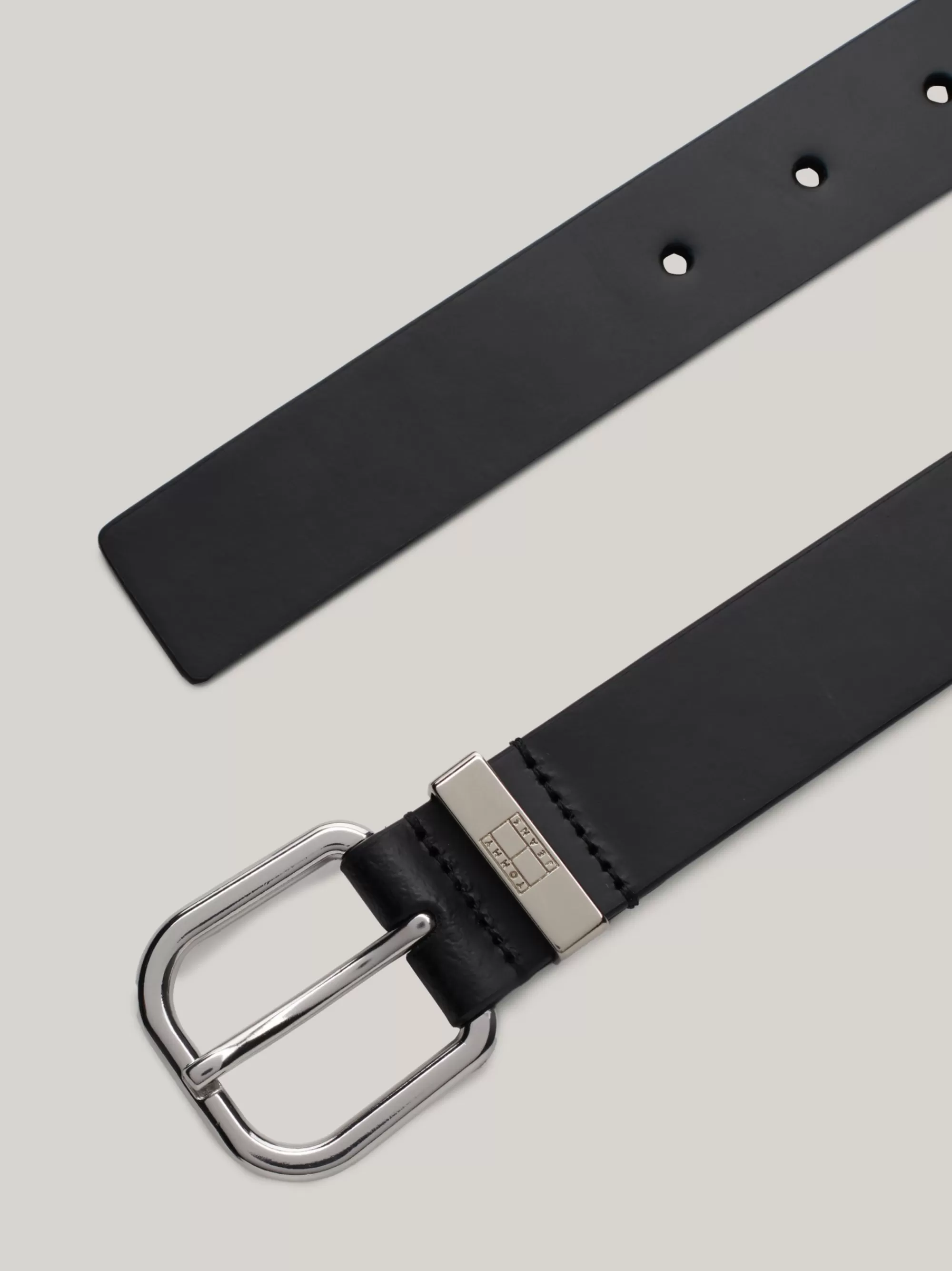 Riemen*Tommy Hilfiger City Leren Riem Met Reliëflogo BLACK