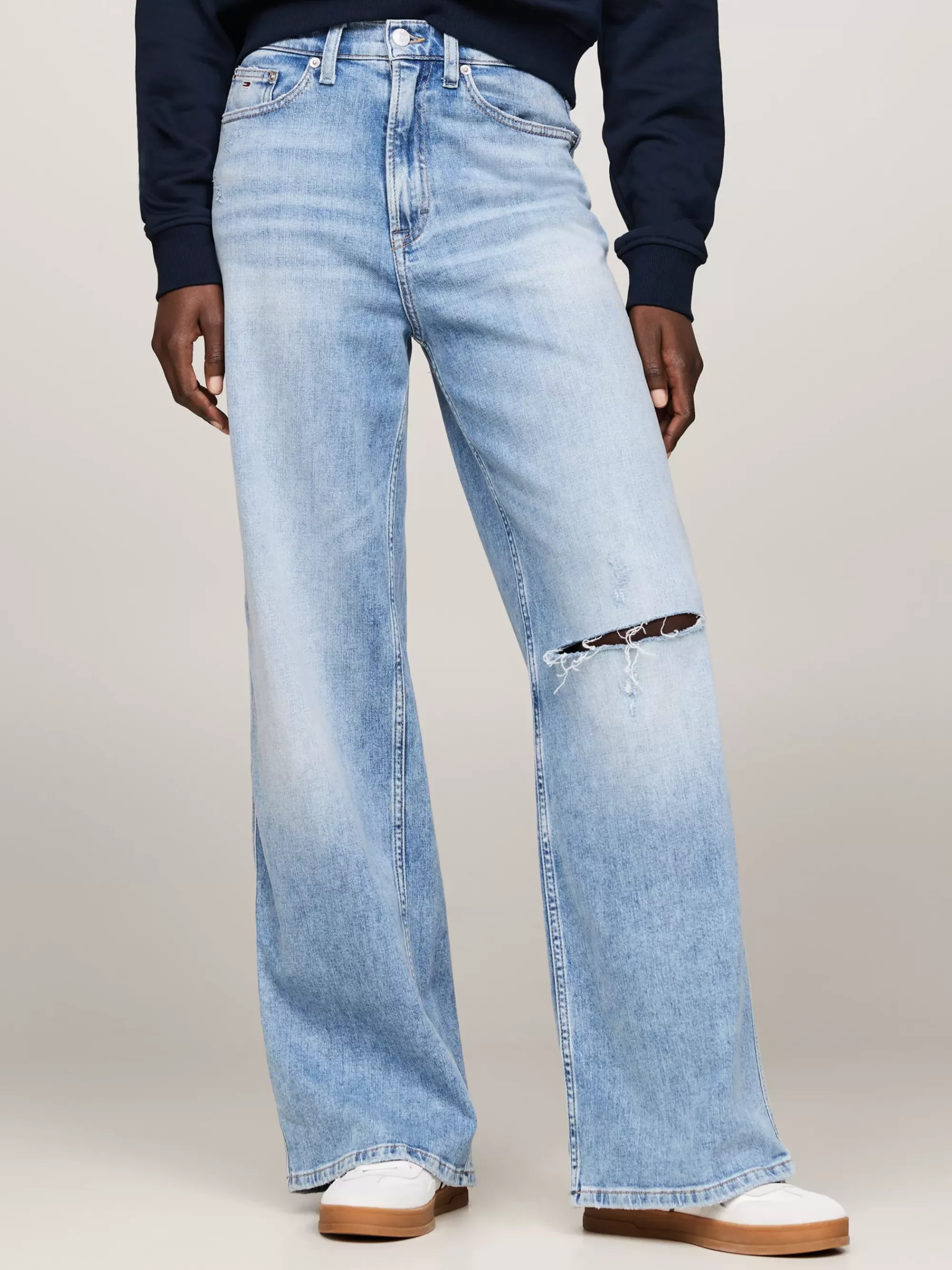 Jeans*Tommy Hilfiger Claire High Rise Distressed Jeans Met Wijde Fit DENIM LIGHT