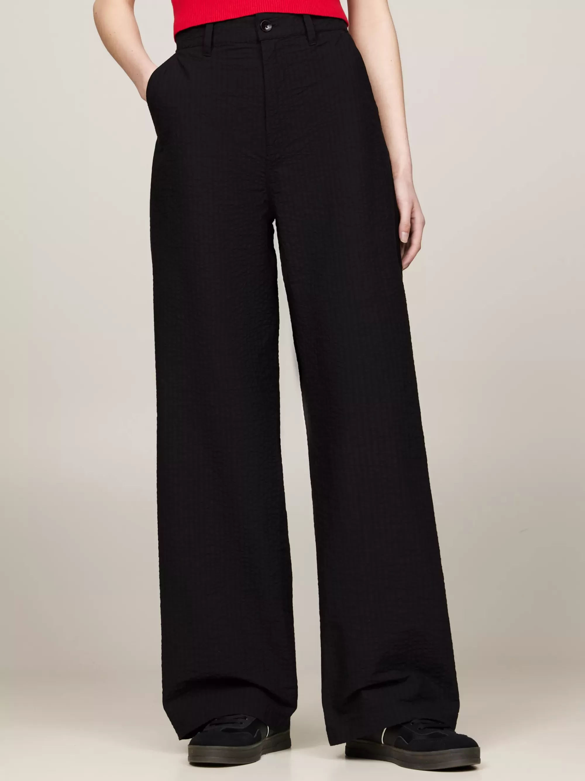 Broeken*Tommy Hilfiger Claire High Rise Wide Fit Broek BLACK