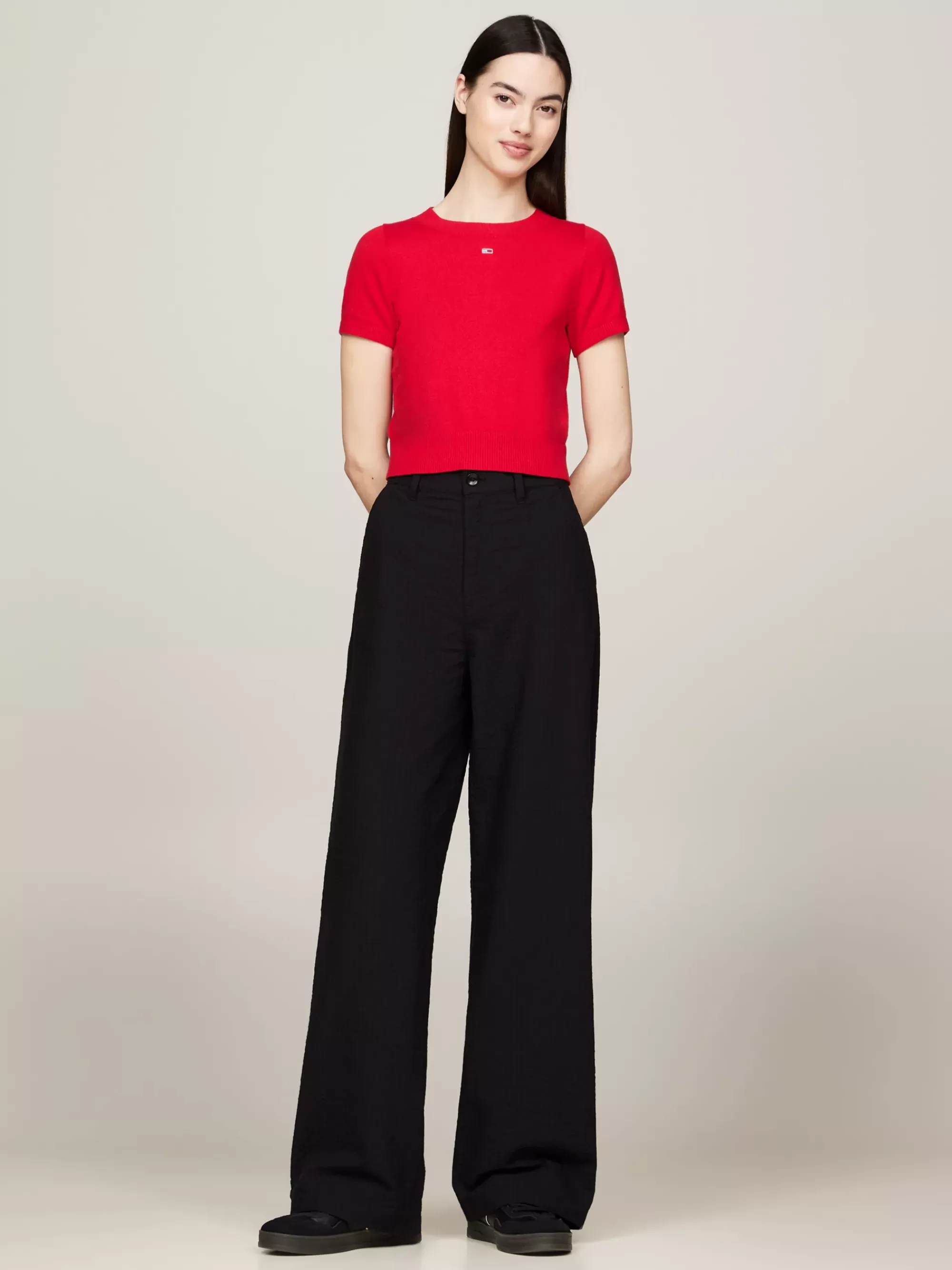 Broeken*Tommy Hilfiger Claire High Rise Wide Fit Broek BLACK