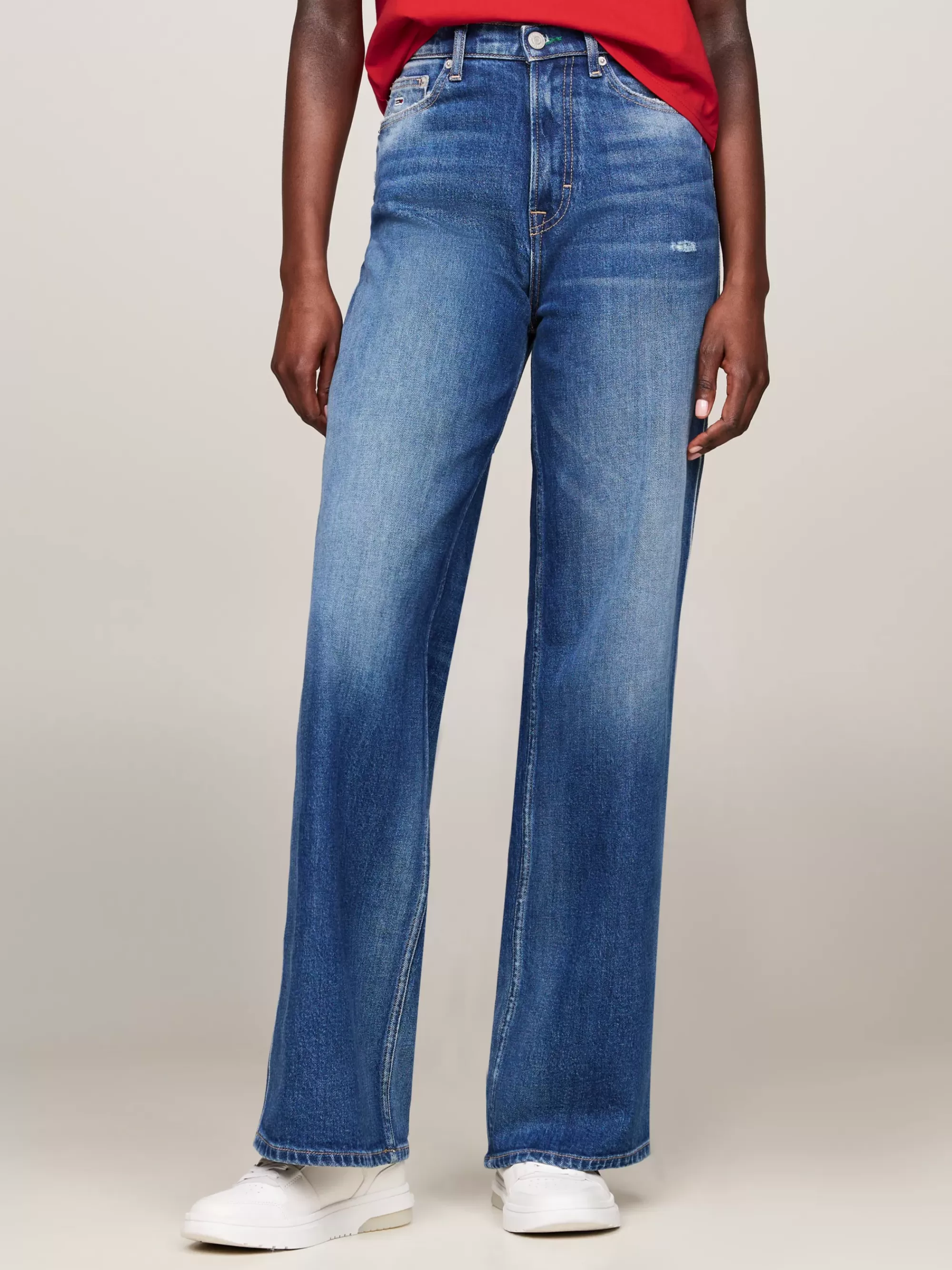 Jeans*Tommy Hilfiger Claire High Rise Wide Leg Distressed Jeans DENIM MEDIUM