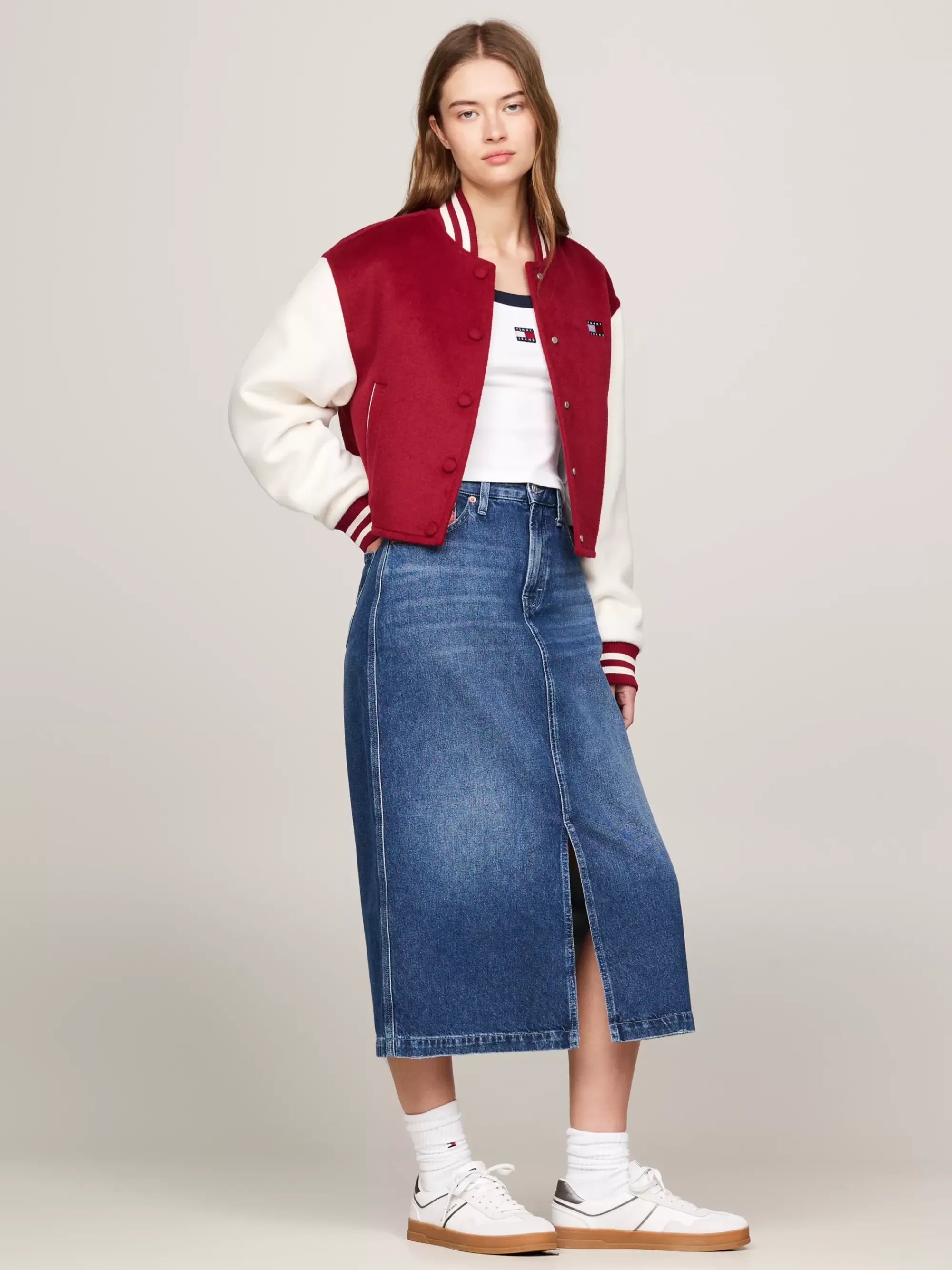Rokken*Tommy Hilfiger Claire Midi-kokerrok Van Denim Met Fading DENIM MEDIUM